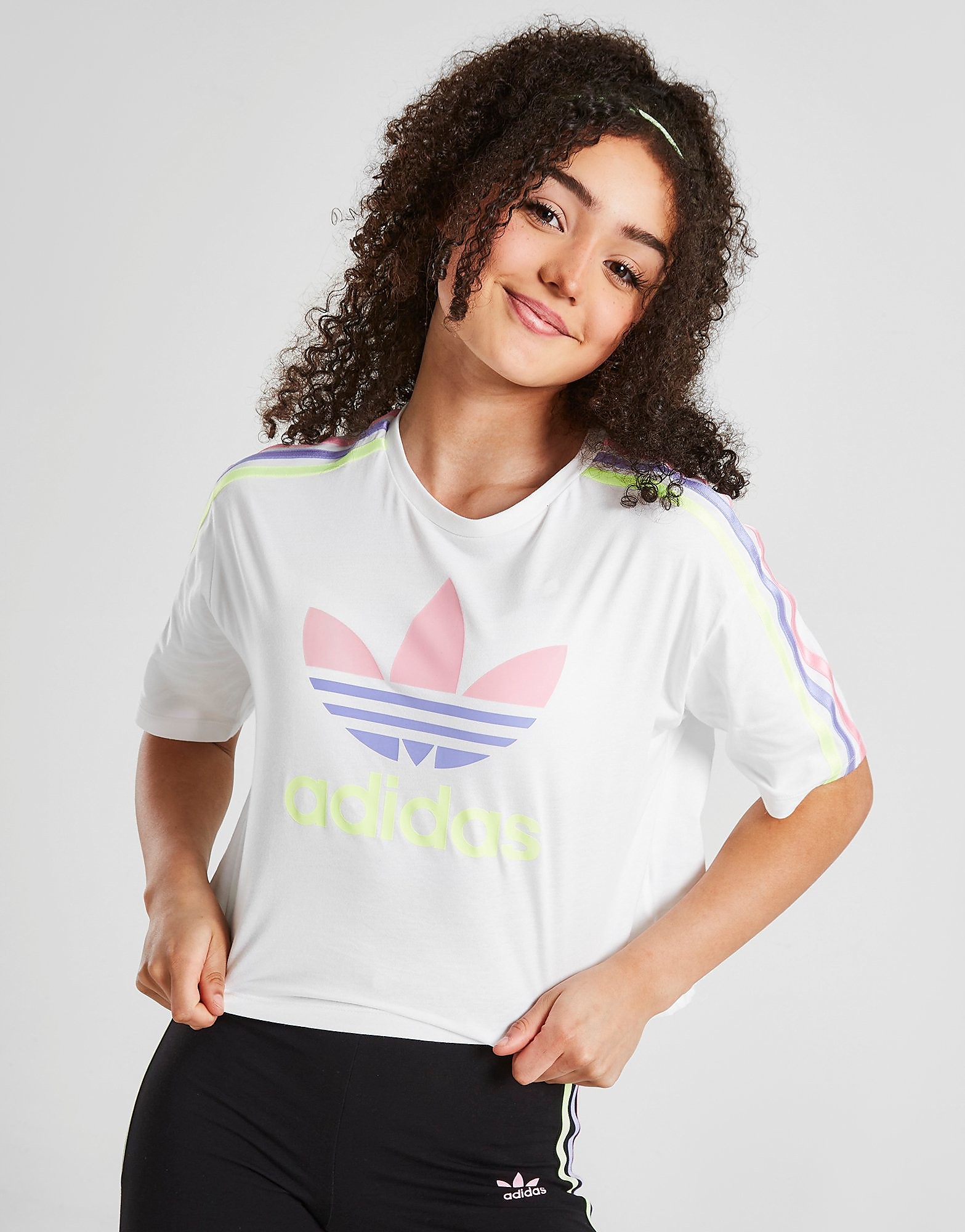 

adidas Originals Girls' Tri Stripe T-Shirt Junior - Only at JD - White - Kids, White