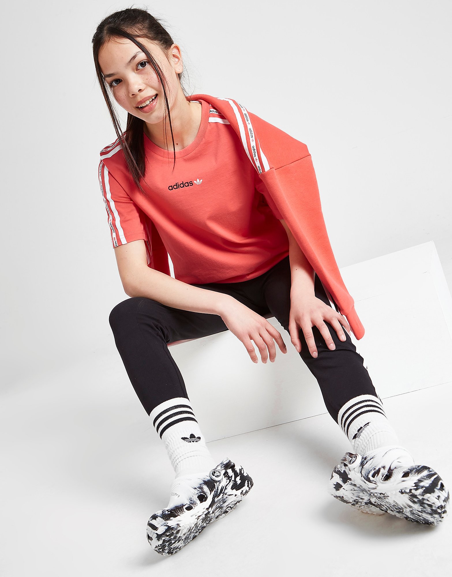 

adidas Originals Girls' Microtape 3-Stripes T-Shirt Junior - Only at JD - PINK - Kids, PINK