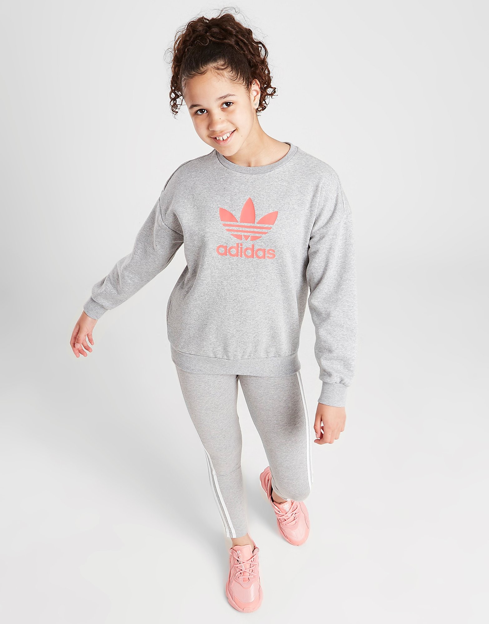 

adidas Originals Girls' Trefoil Crew Sweatshirt Junior - Only at JD - Grey - Kids, Grey