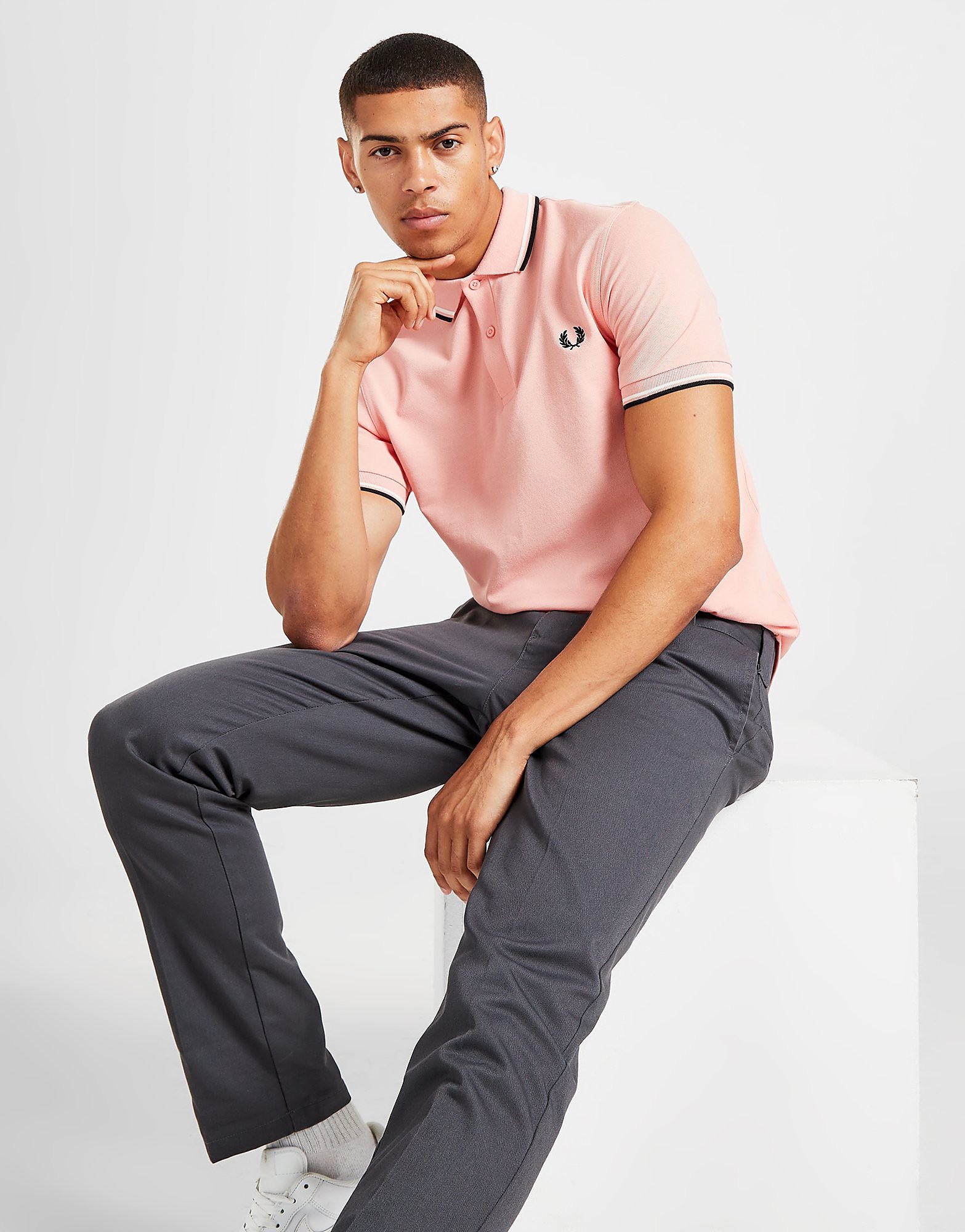 Fred Perry Twin Tipped Polo Shirt - Pink - Mens, Pink