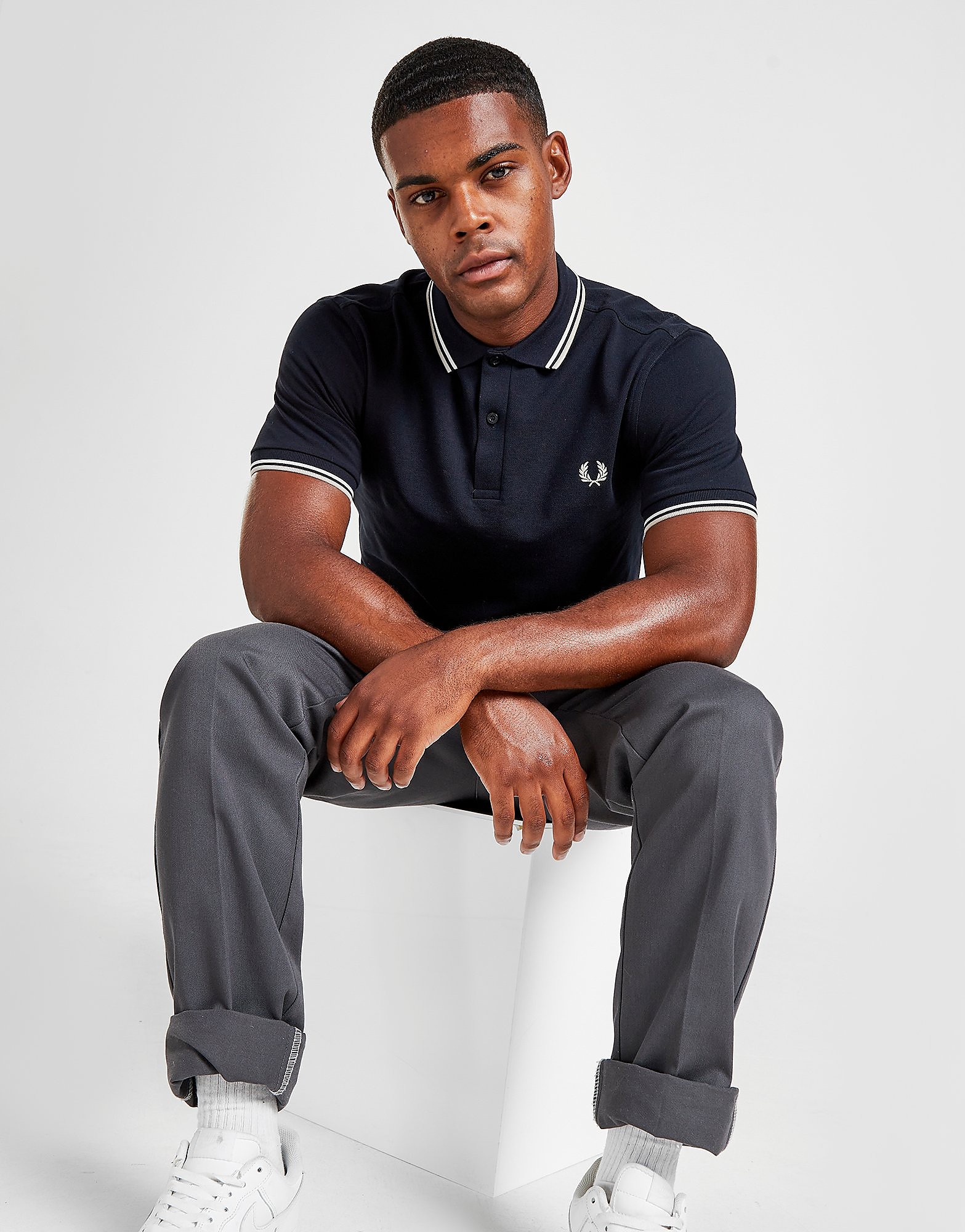 Fred Perry Twin Tipped Polo Shirt - Navy - Mens, Navy
