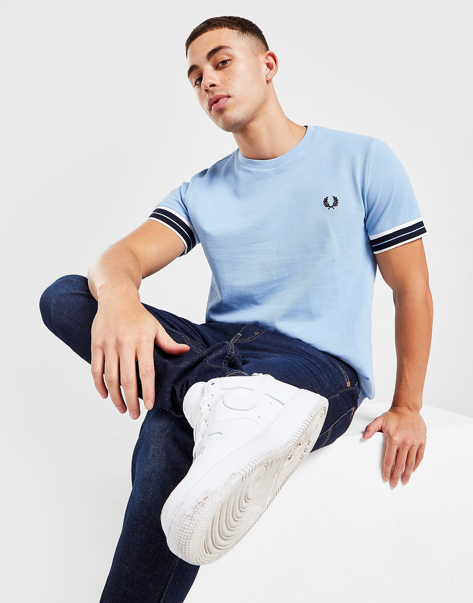 Fred Perry Tramline Tipped T-Shirt - Blue - Mens, Blue