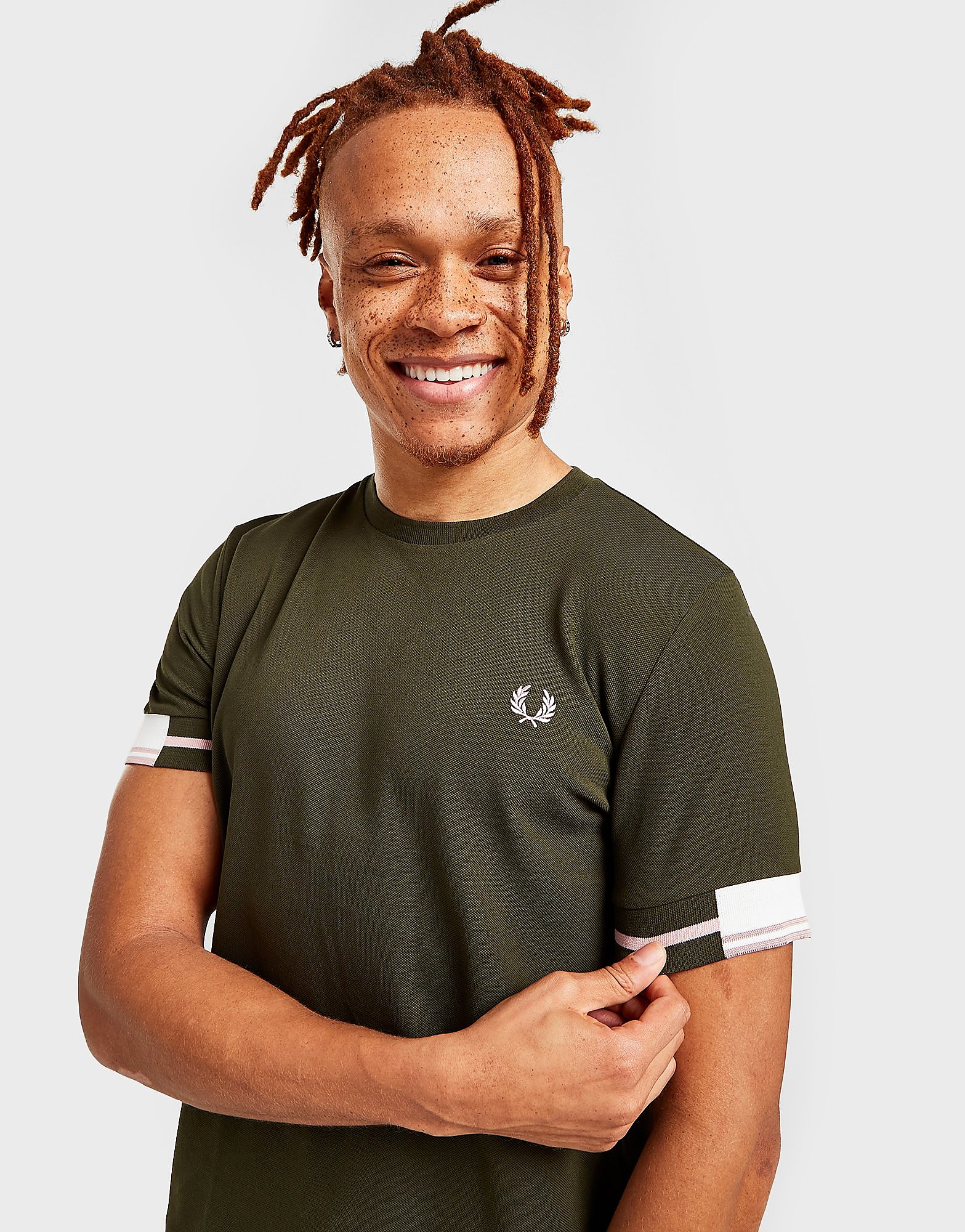Fred Perry Abstract Tipped T-Shirt - Green - Mens, Green