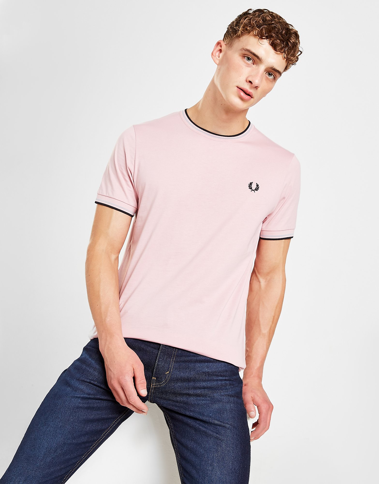 

Fred Perry Tipped T-Shirt - Only at JD - Pink - Mens, Pink