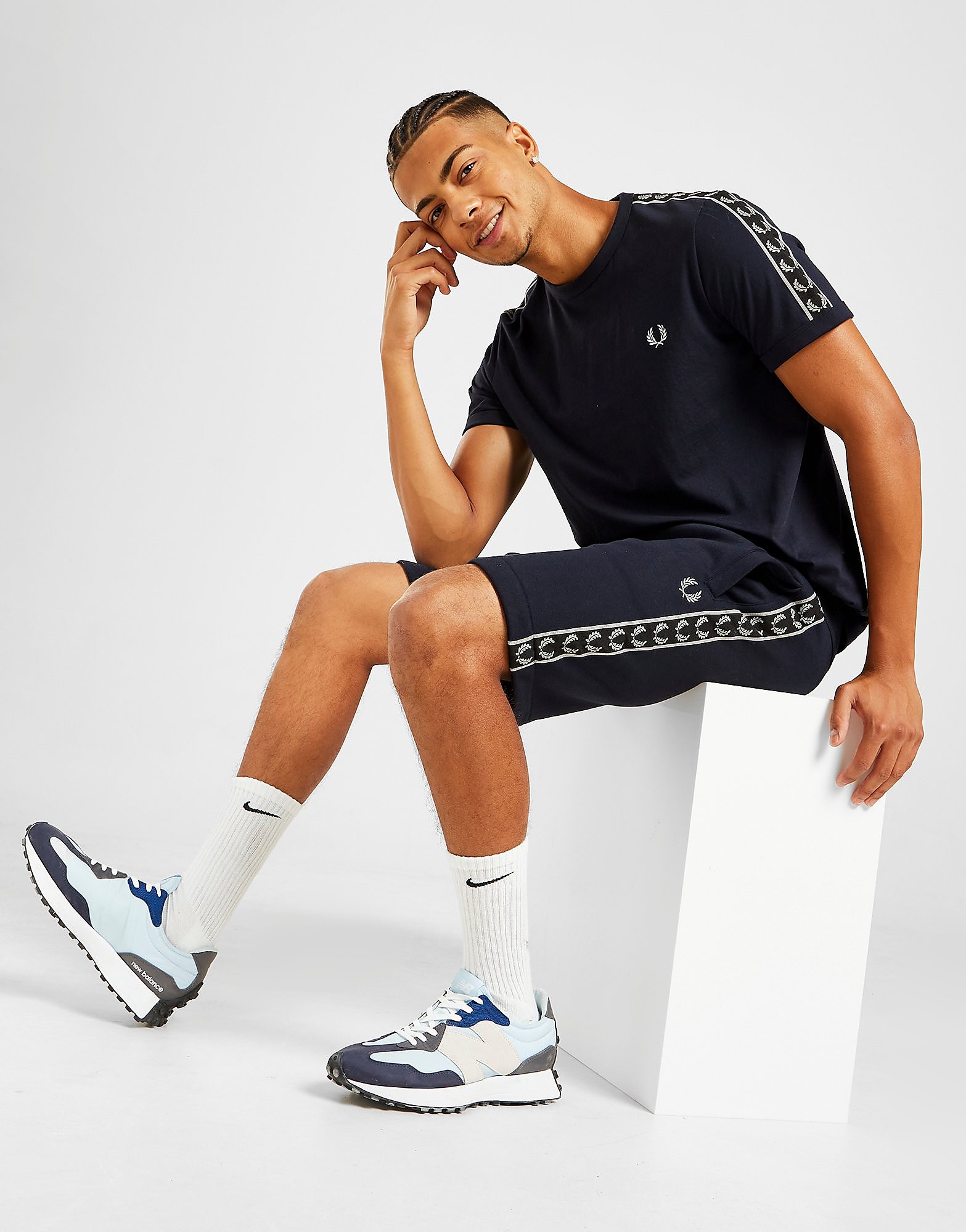 

Fred Perry Tape Fleece Shorts - Only at JD - Blue - Mens, Blue
