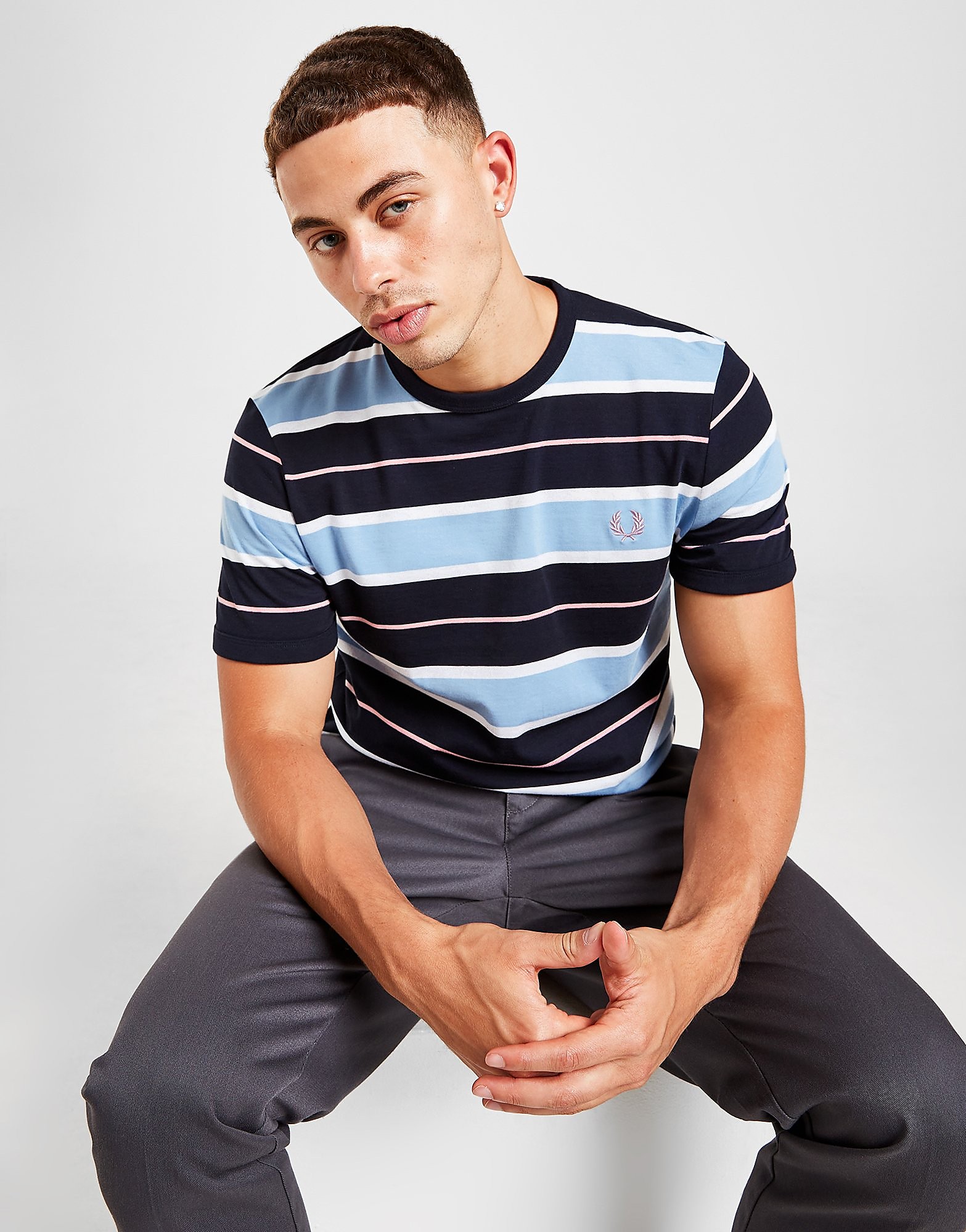 

Fred Perry Multi Stripe T-Shirt - Only at JD - Blue - Mens, Blue