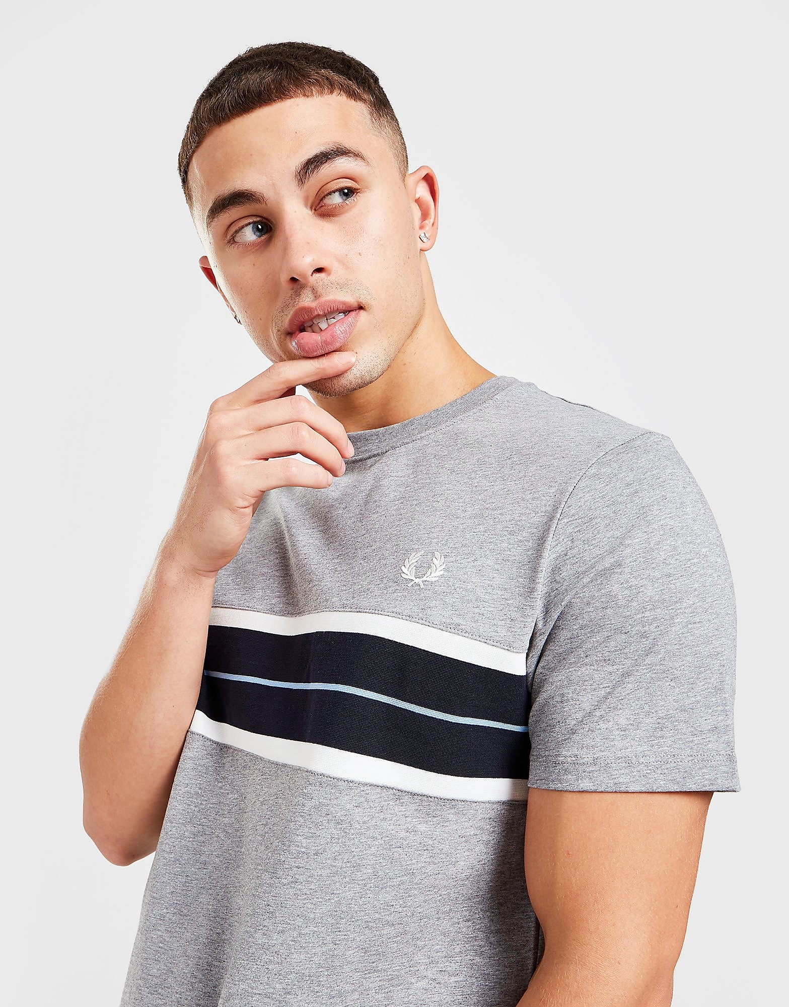 Fred Perry Tramline Panel T-Shirt - Grey - Mens, Grey