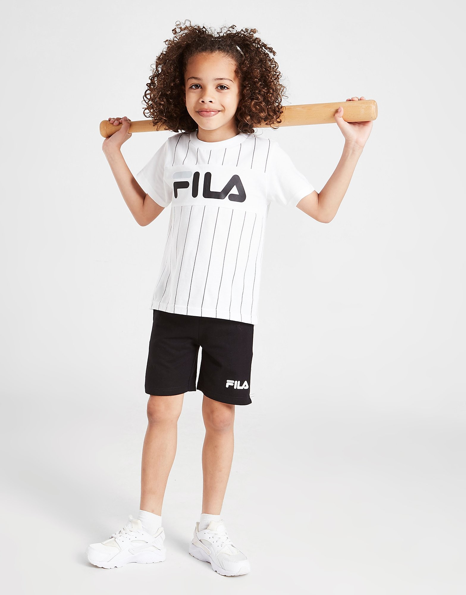 

Fila Franco Pinstripe T-Shirt/Shorts Set Children - Only at JD - White/Black - Kids, White/Black