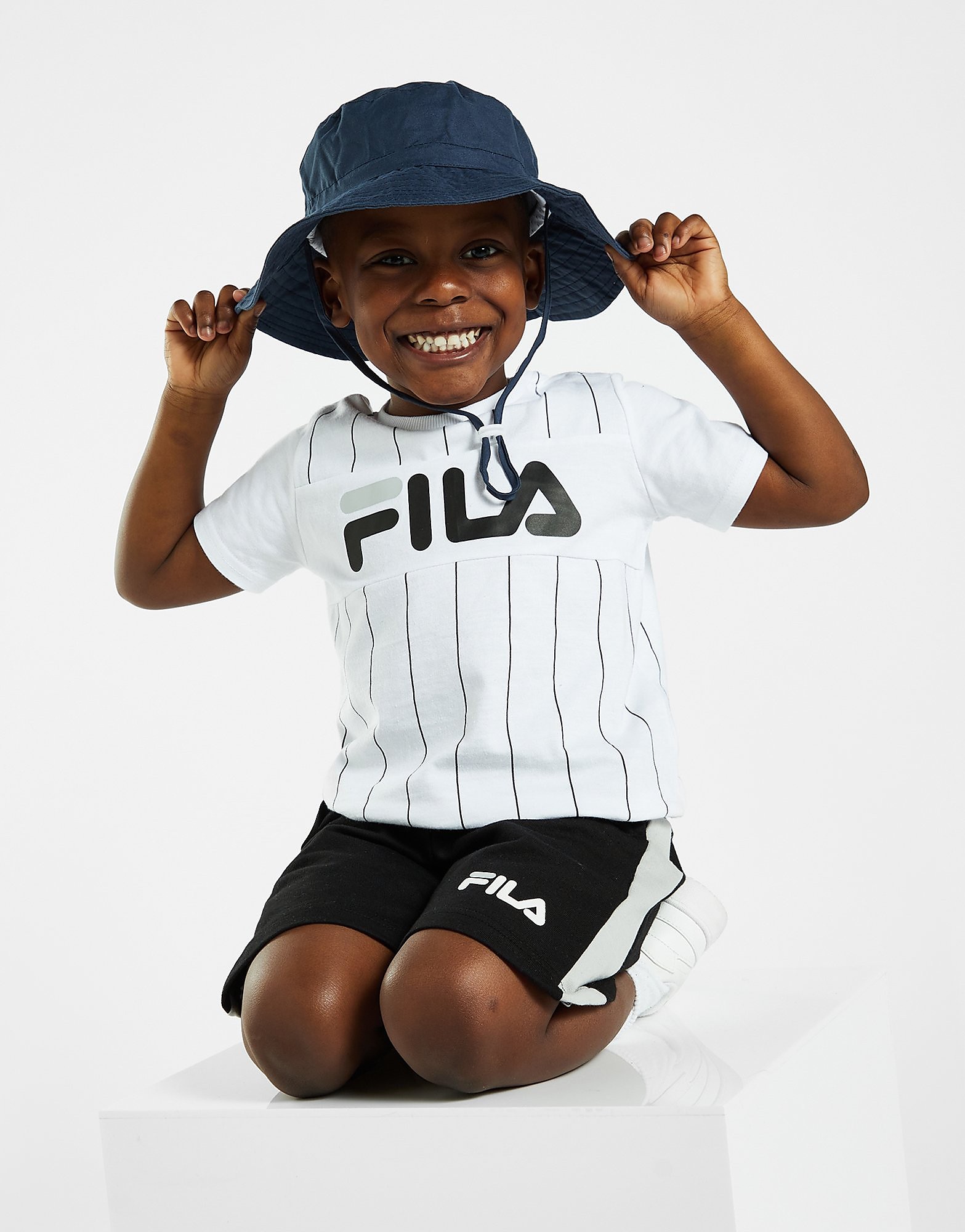 Fila Frace Pinstripe T-Shirt/Shorts Set Infant - Only at JD - White - Kids, White