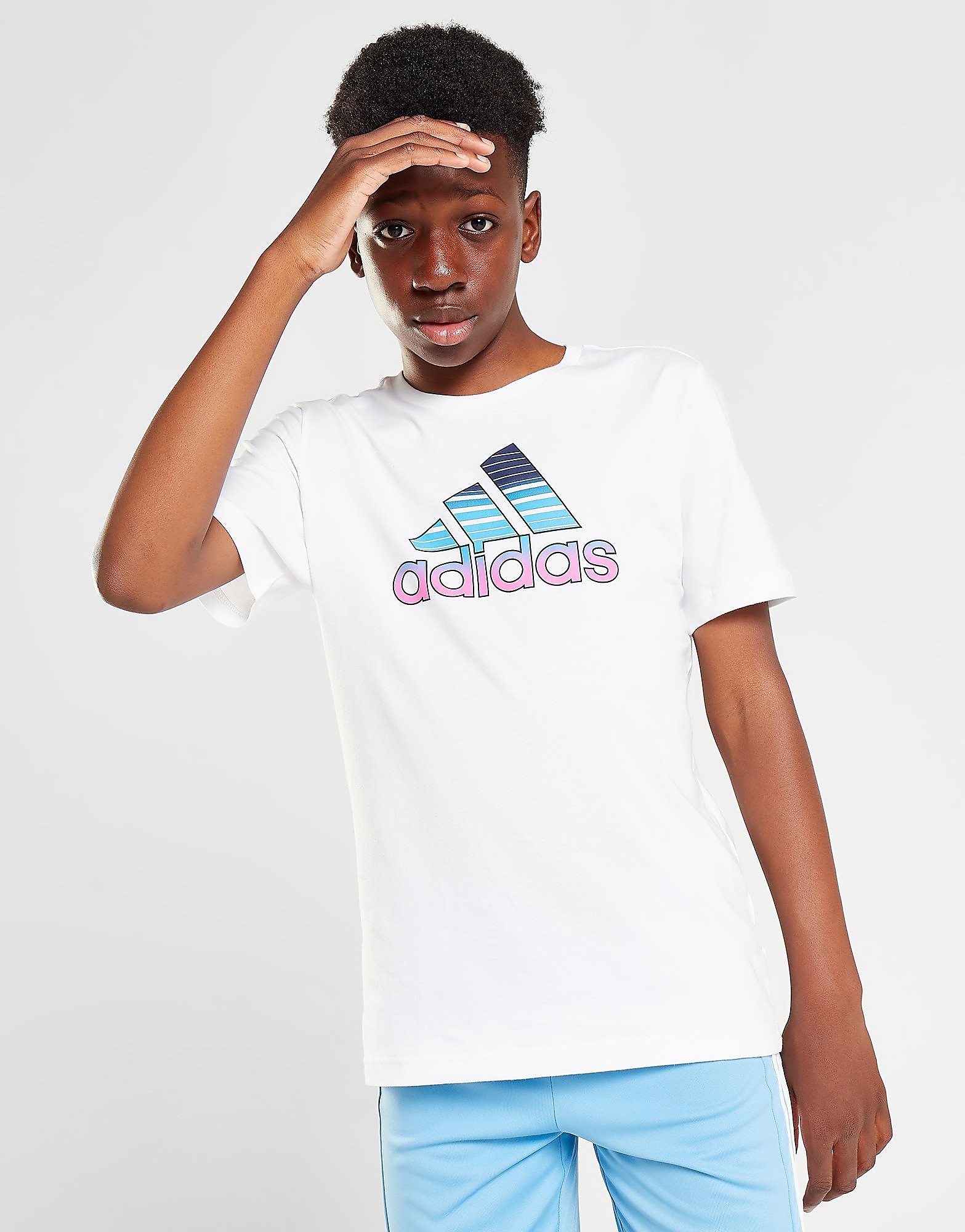 

adidas Fade Graphic Logo T-Shirt Junior - Only at JD - White - Kids, White