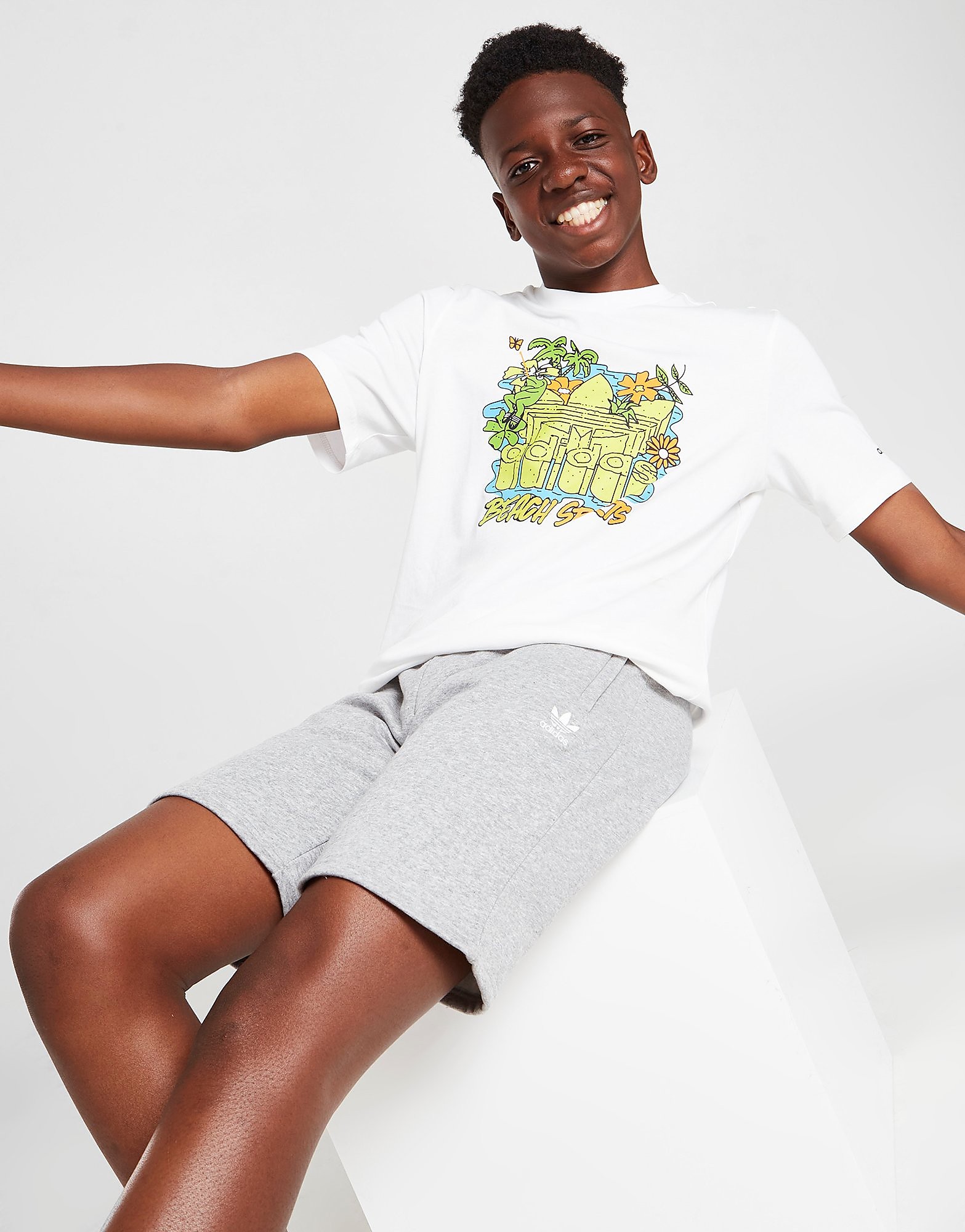 

adidas Originals 3D Trefoil Graphic T-Shirt Junior - White - Kids, White