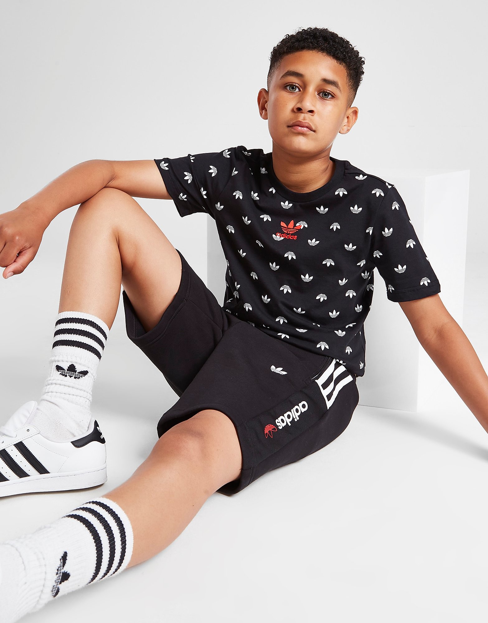 

adidas Originals All Over Print T-Shirt Junior - Only at JD - Black - Kids, Black