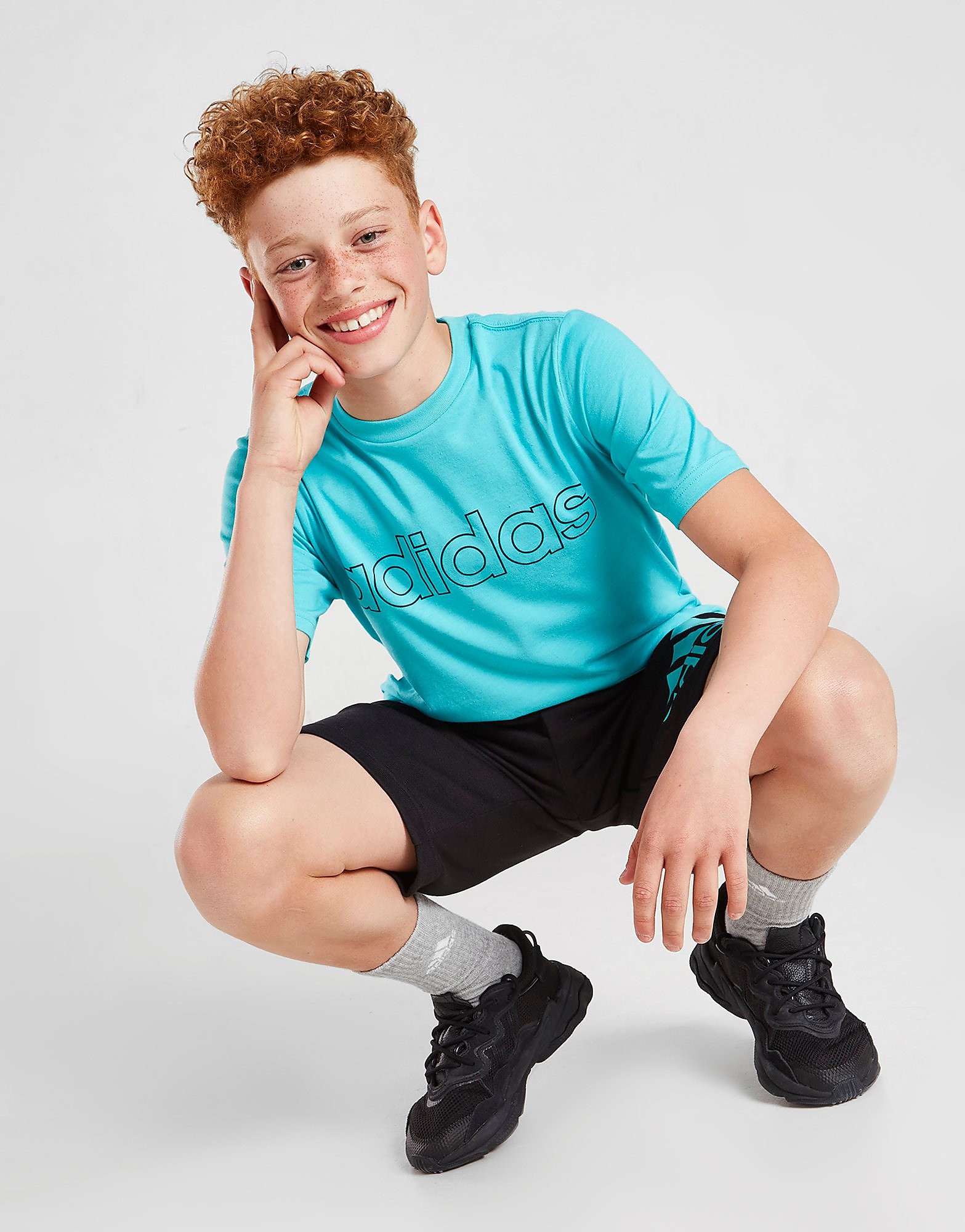 

adidas Linear Outline Logo T-Shirt Junior - Blue - Kids, Blue