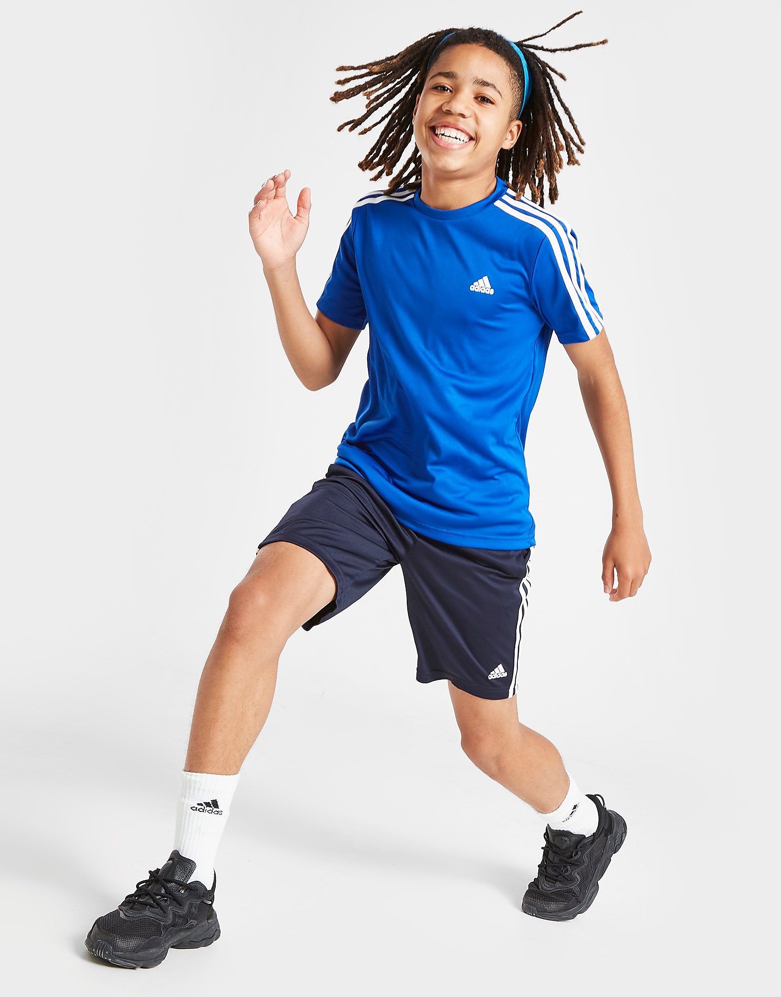 

adidas 3-Stripes T-Shirt/Shorts Set Junior - Blue - Kids, Blue