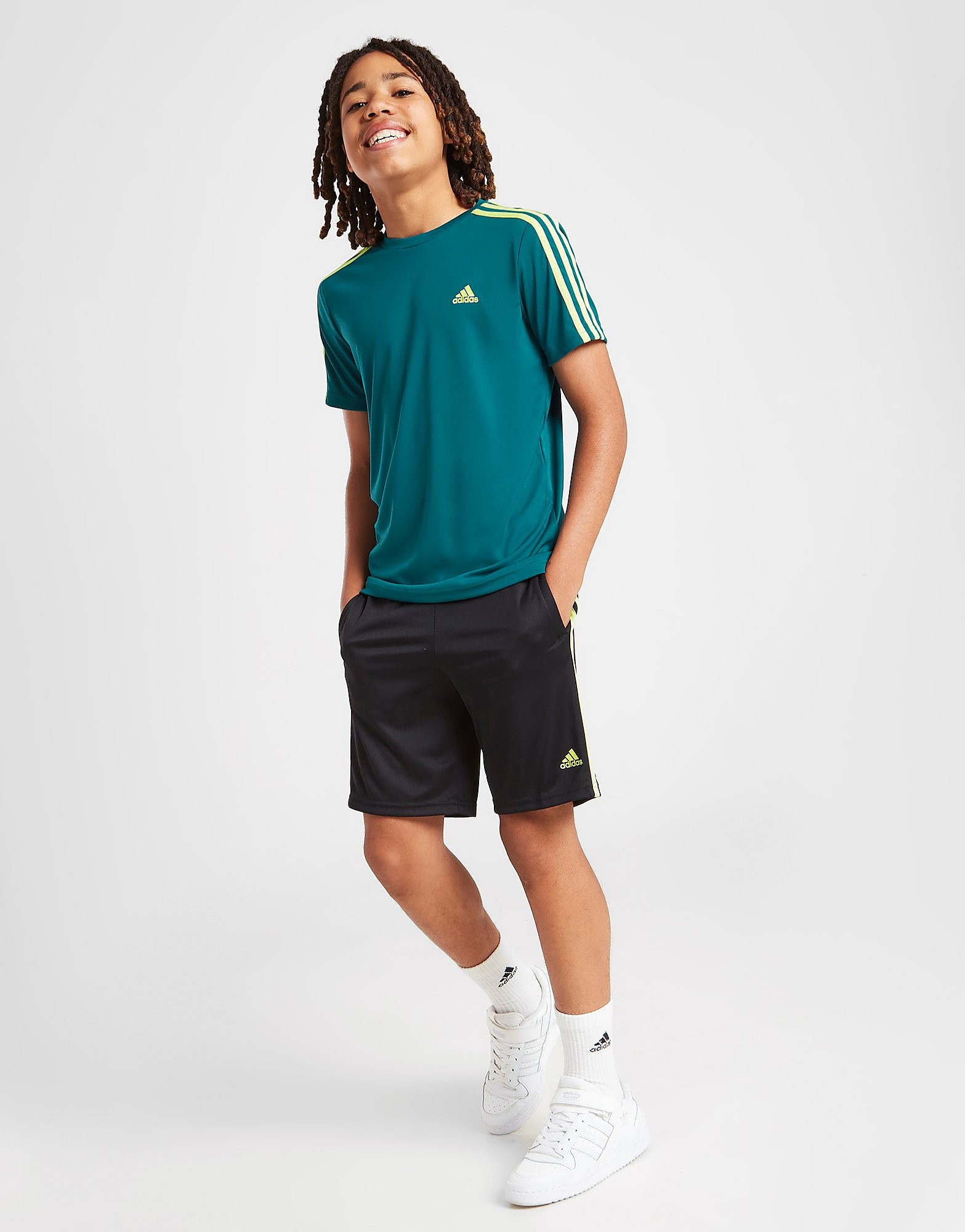 

adidas Badge of Sport T-Shirt/Shorts Set Junior - Blue/Black - Kids, Blue/Black