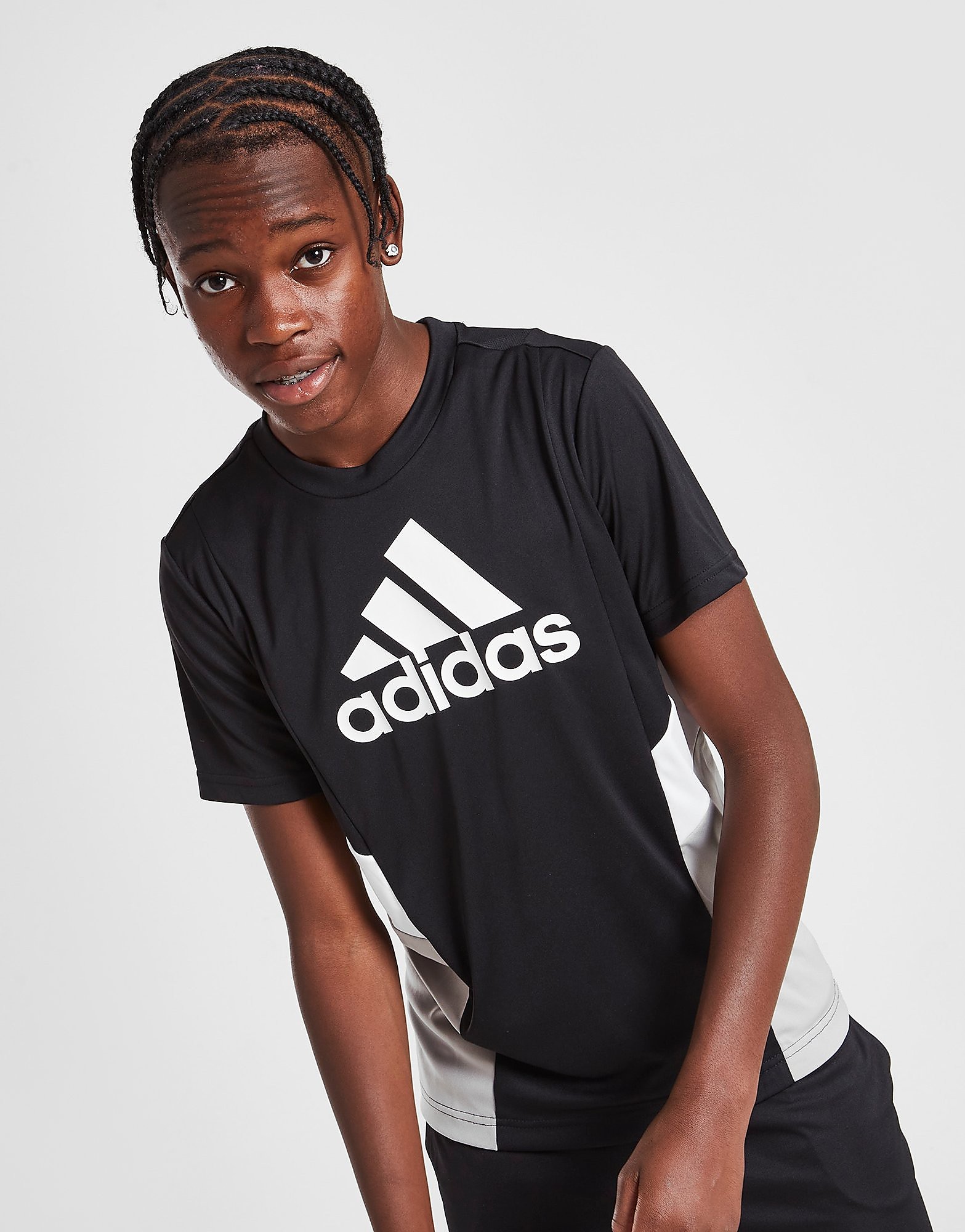 

adidas Colour Block T-Shirt Junior - Black - Kids, Black