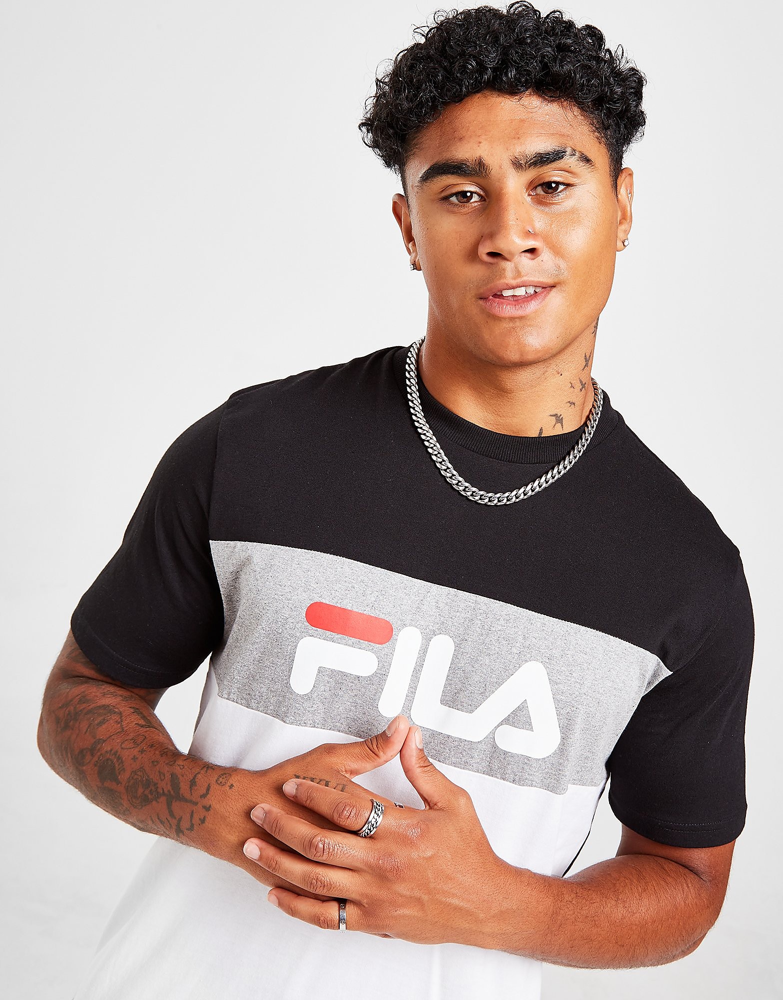 

Fila Karter T-Shirt - Black/White - Mens, Black/White