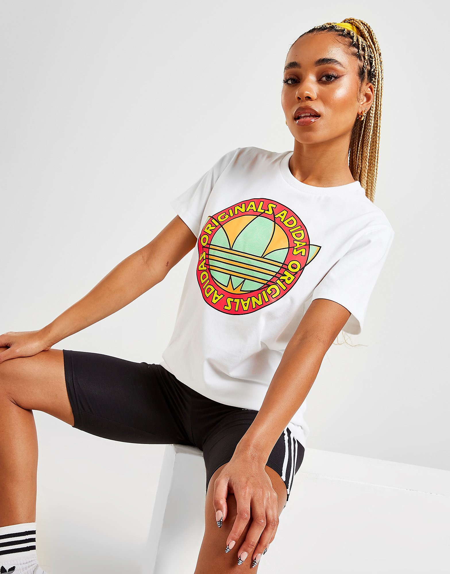 adidas Originals Surf Boyfriend T-Shirt - White - Womens, White