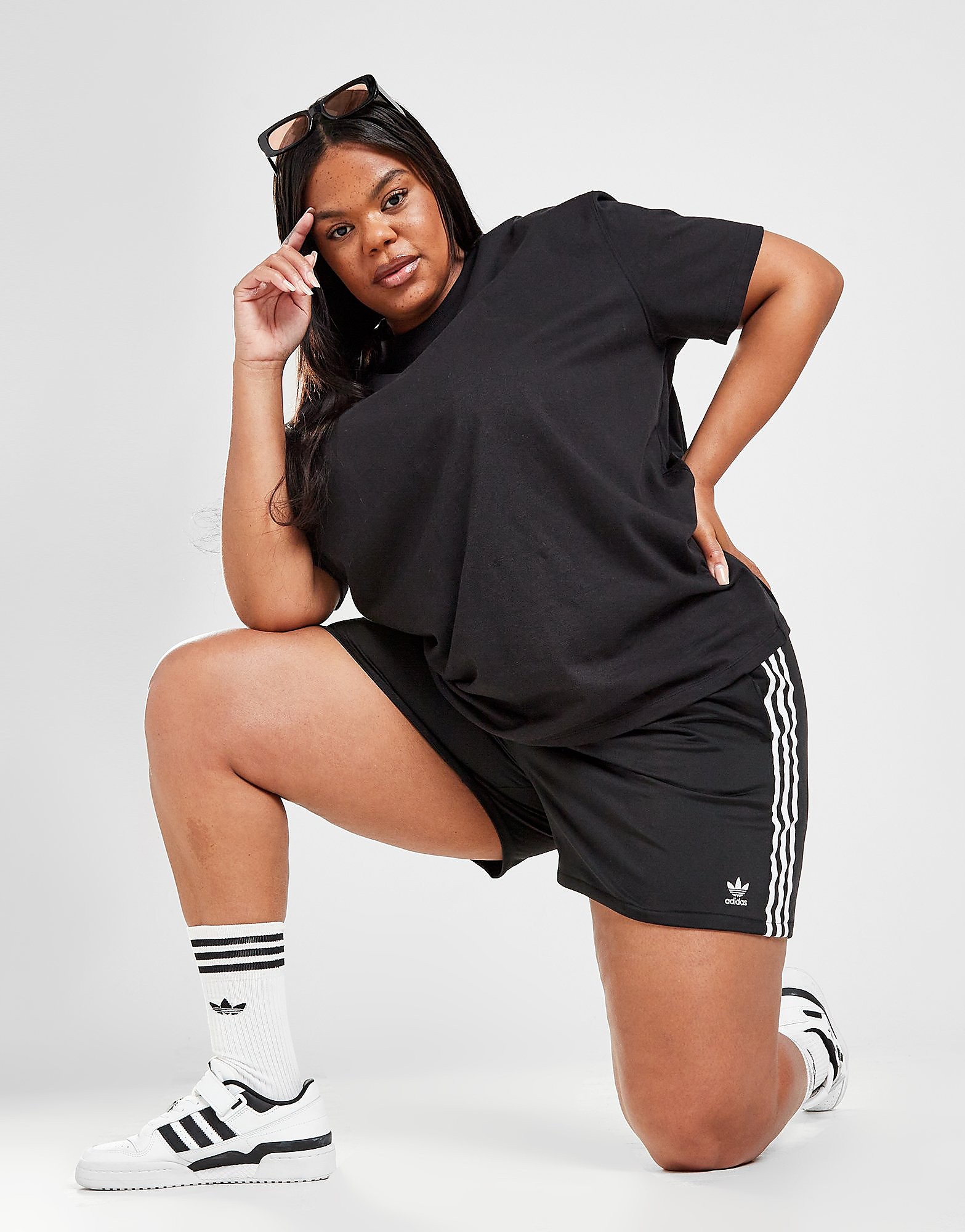 

adidas Originals 3-Stripes Plus Size Shorts - Black - Womens, Black