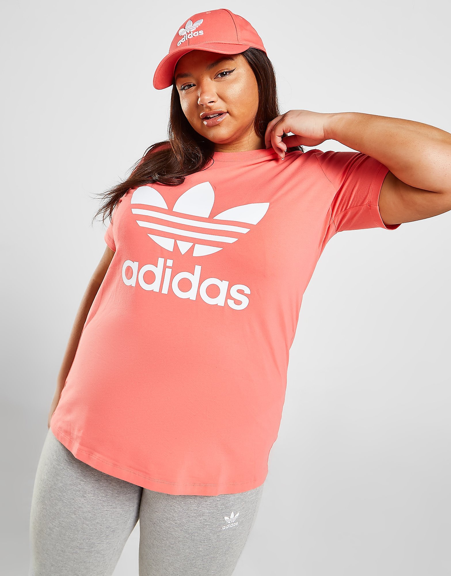 

adidas Originals Trefoil Short Sleeve Plus Size T-Shirt - Pink - Womens, Pink
