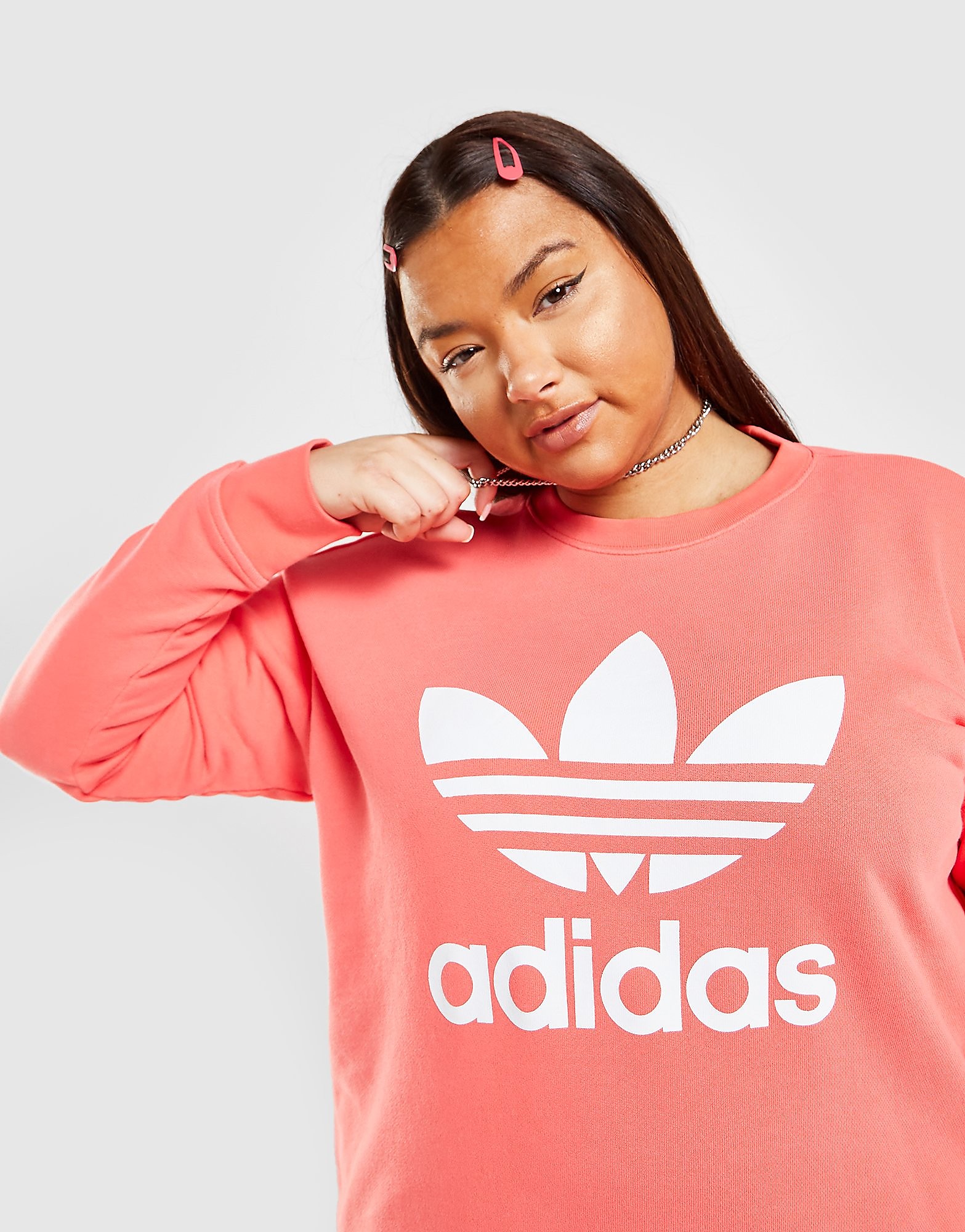 

adidas Originals Trefoil Plus Size Crew Sweatshirt - Orange - Womens, Orange