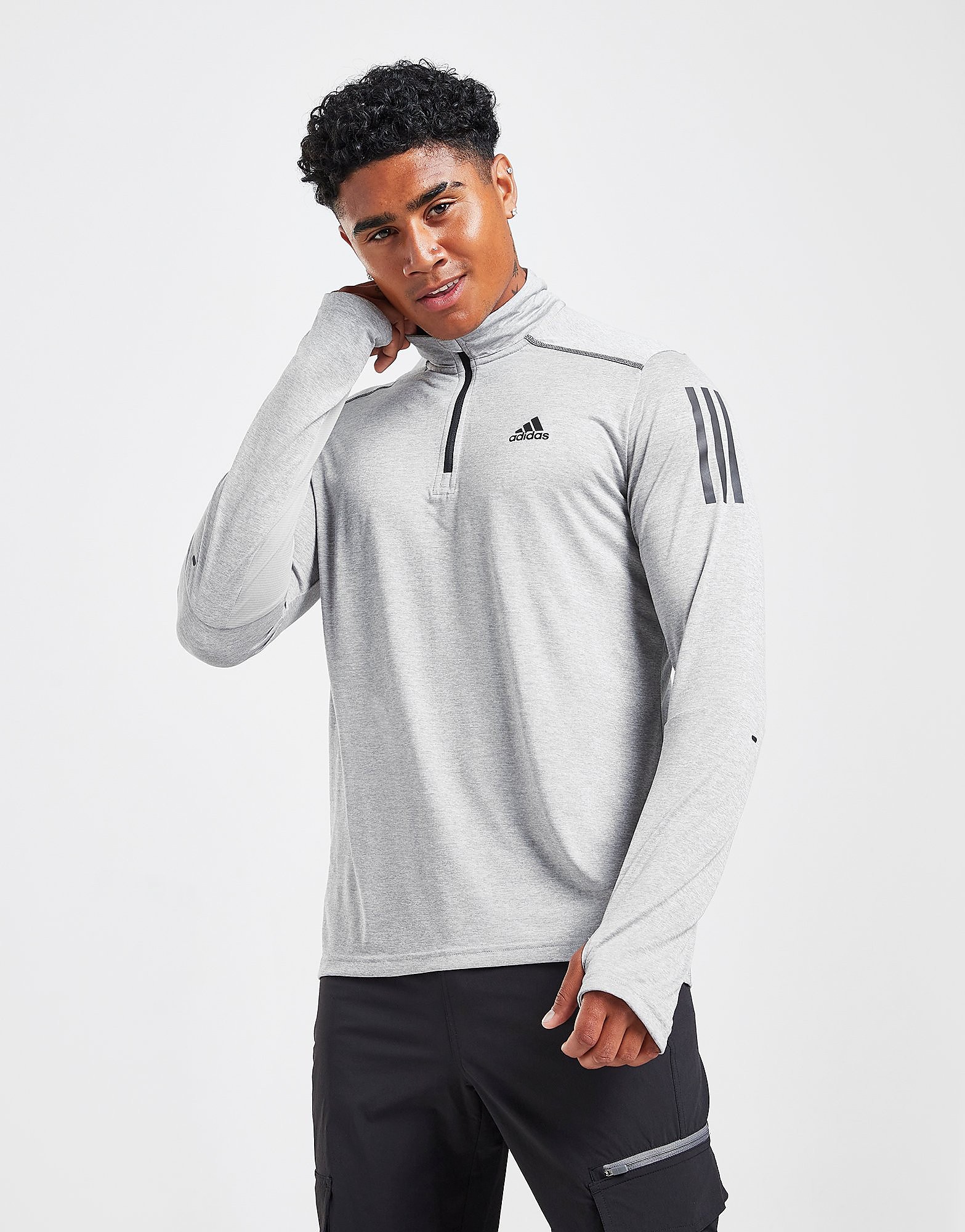 

adidas Tech 1/4 Zip Top - Only at JD - Grey - Mens, Grey