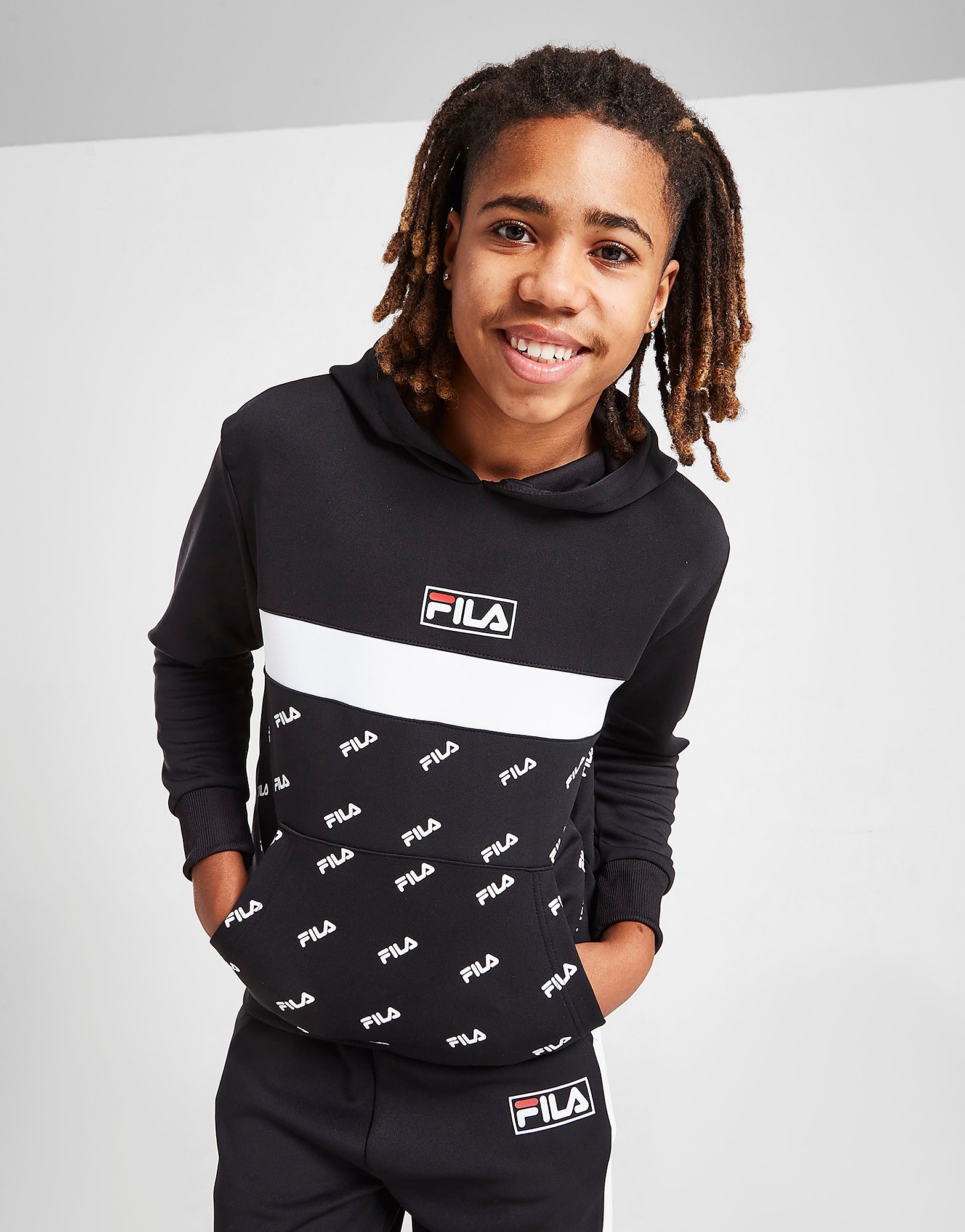 

Fila Barrofio All Over Print Poly Hoodie Junior - Black - Kids, Black