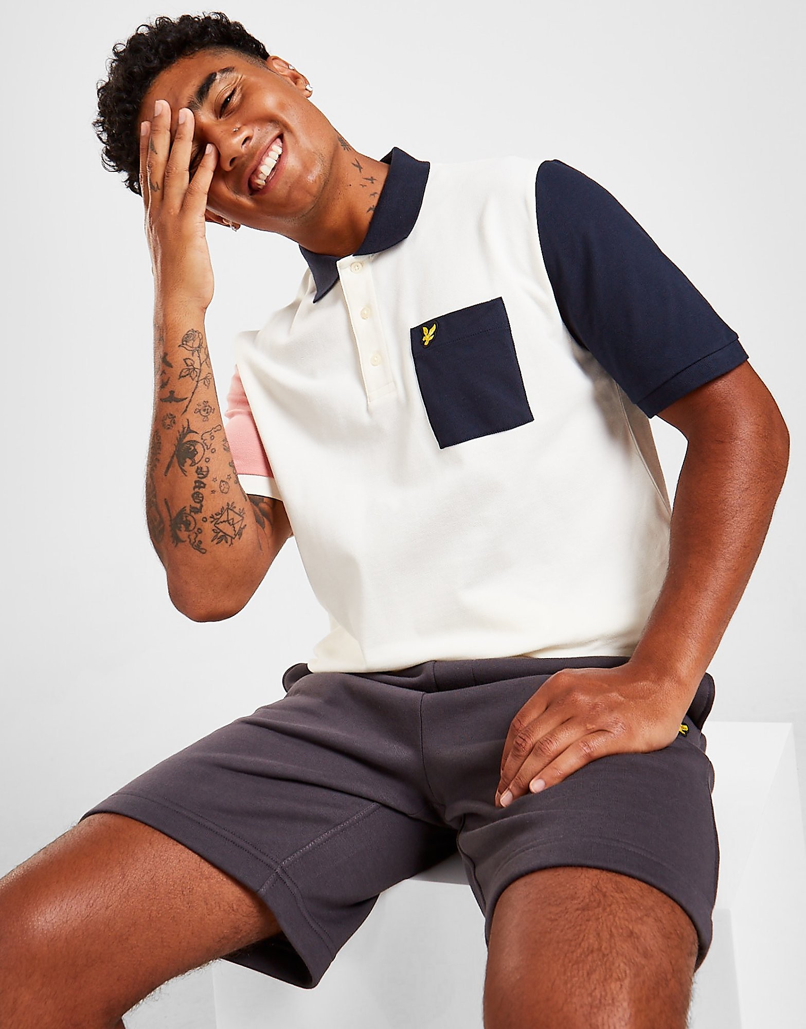 

Lyle & Scott Colour Block Pocket Polo Shirt - White - Mens, White