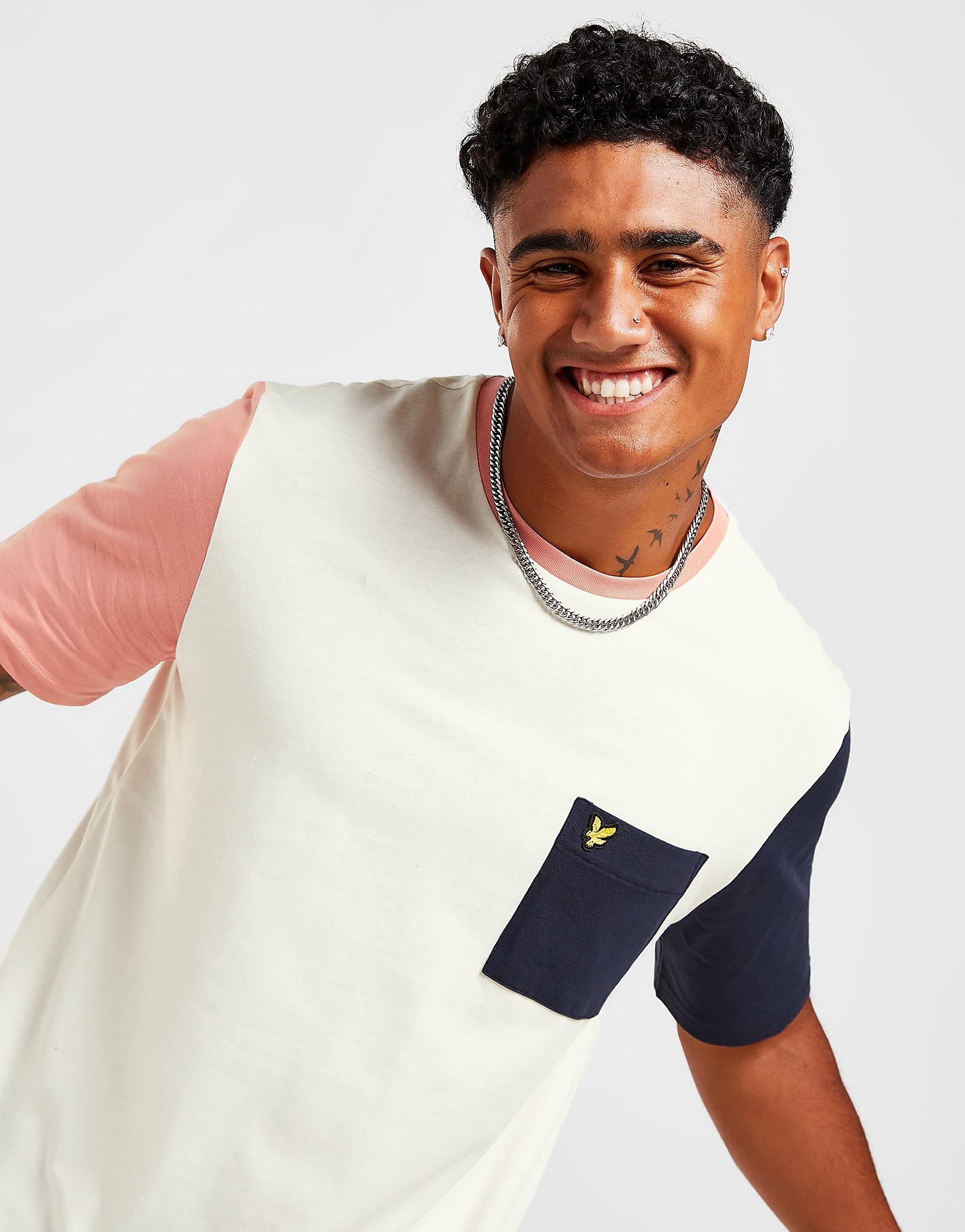 Lyle & Scott Colour Block Pocket T-Shirt - White - Mens, White