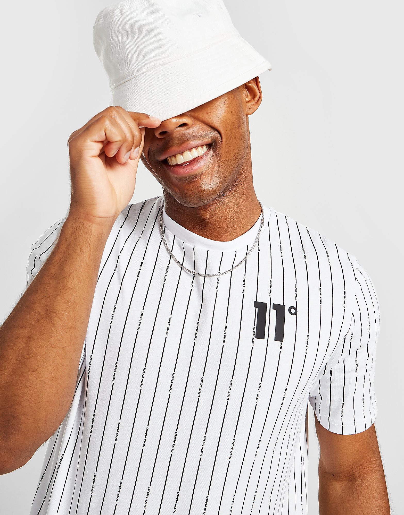 

11 Degrees Stripe T-Shirt - Only at JD - White - Mens, White