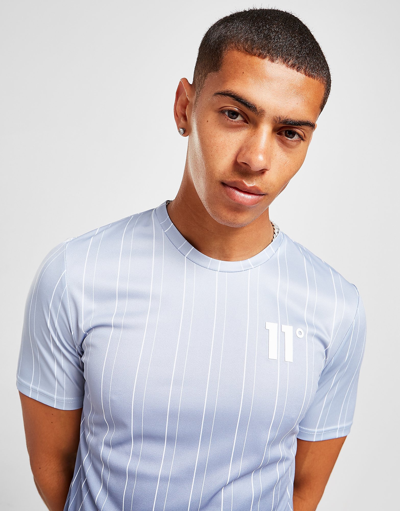 

11 Degrees Stripe Fade T-Shirt - Blue, Blue