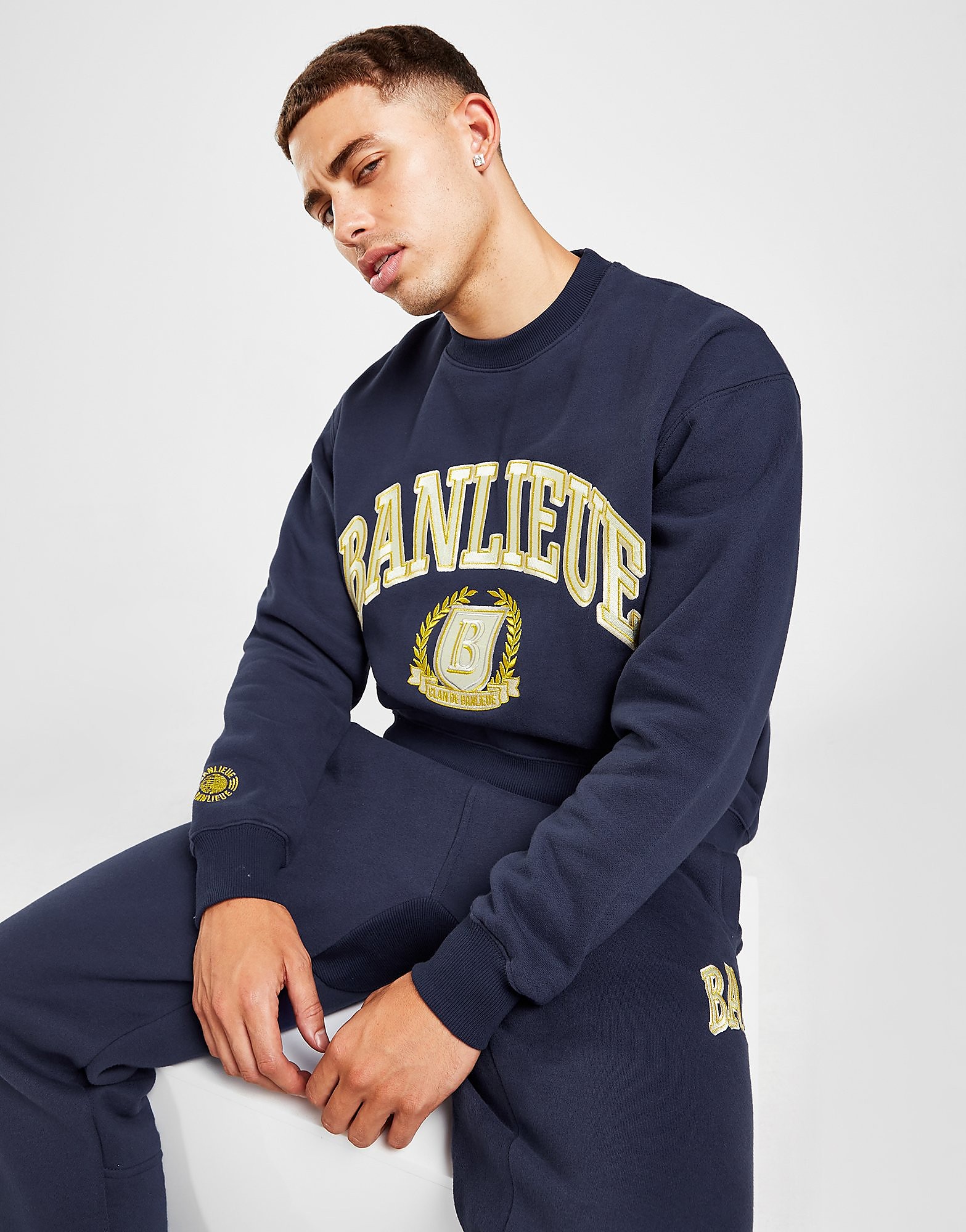 

Banlieue Crest Sweatshirt - Navy - Mens, Navy