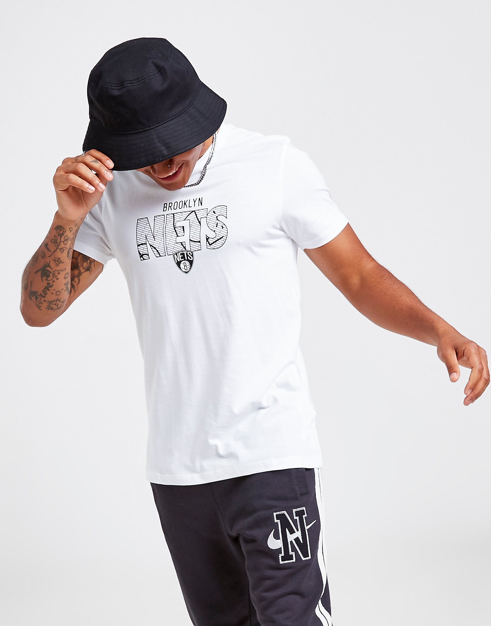 

New Era NBA Brooklyn Nets Wordmark Court T-Shirt - White - Mens, White