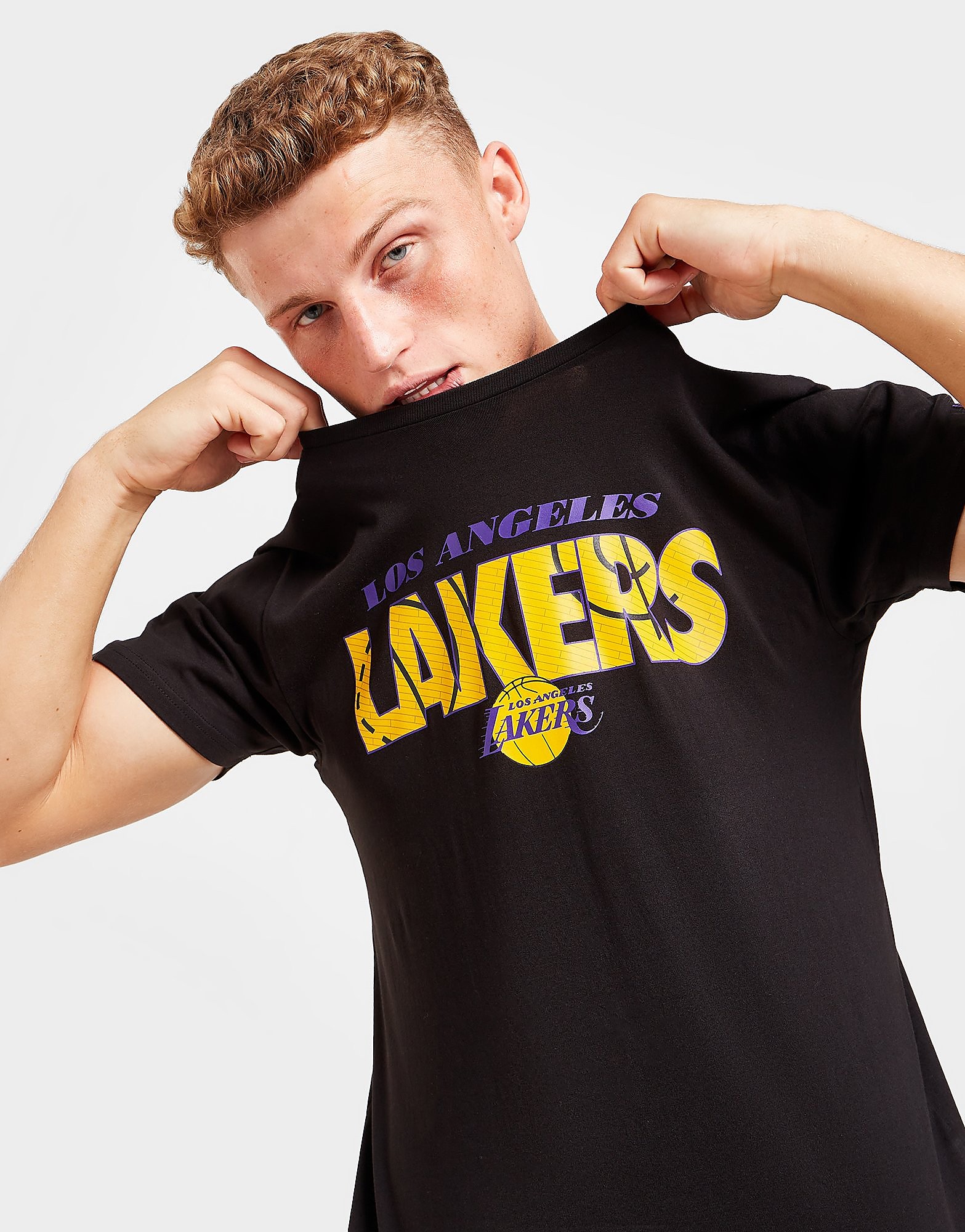 

New Era NBA Los Angeles Lakers Wordmark T-Shirt - Black - Mens, Black