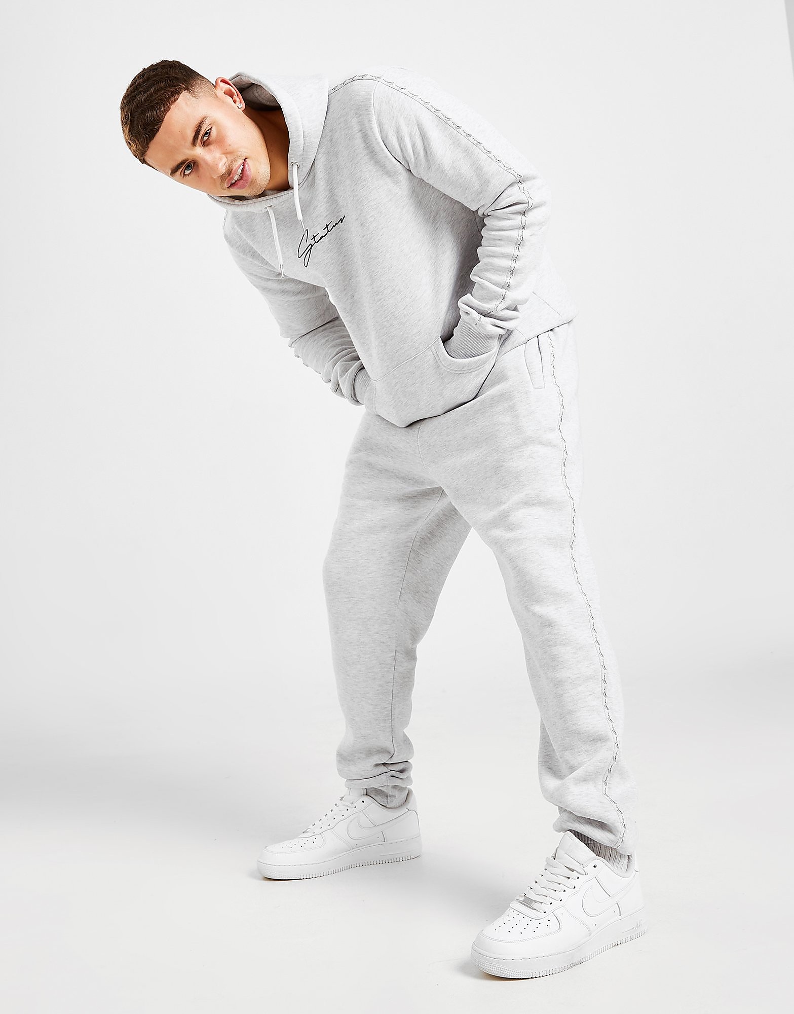 

Status Script Tape Fleece Tracksuit - Grey - Mens, Grey