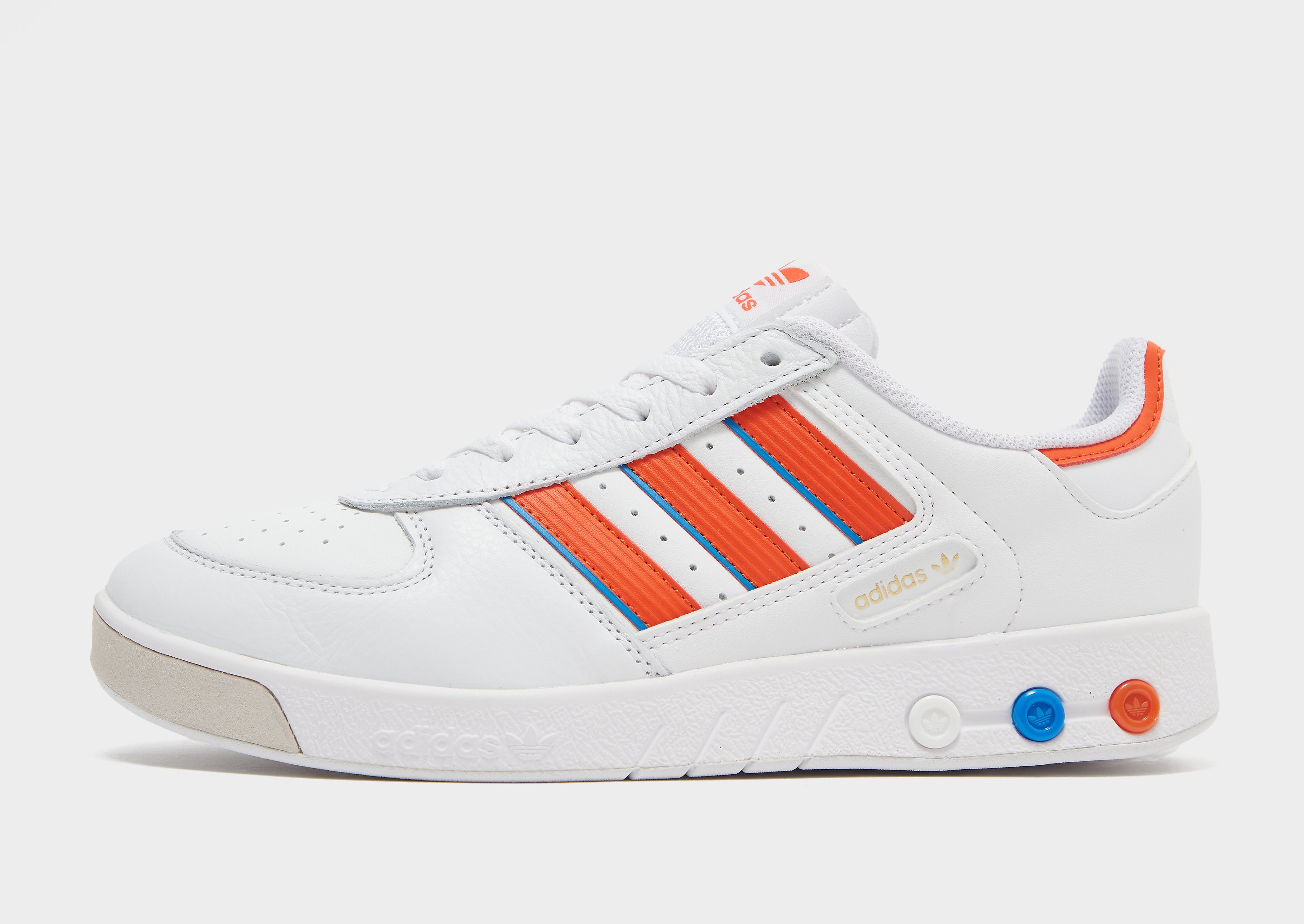 

adidas Originals G.S. Court - Cloud White / Collegiate Orange / Blue Rush - Womens, Cloud White / Collegiate Orange / Blue Rush