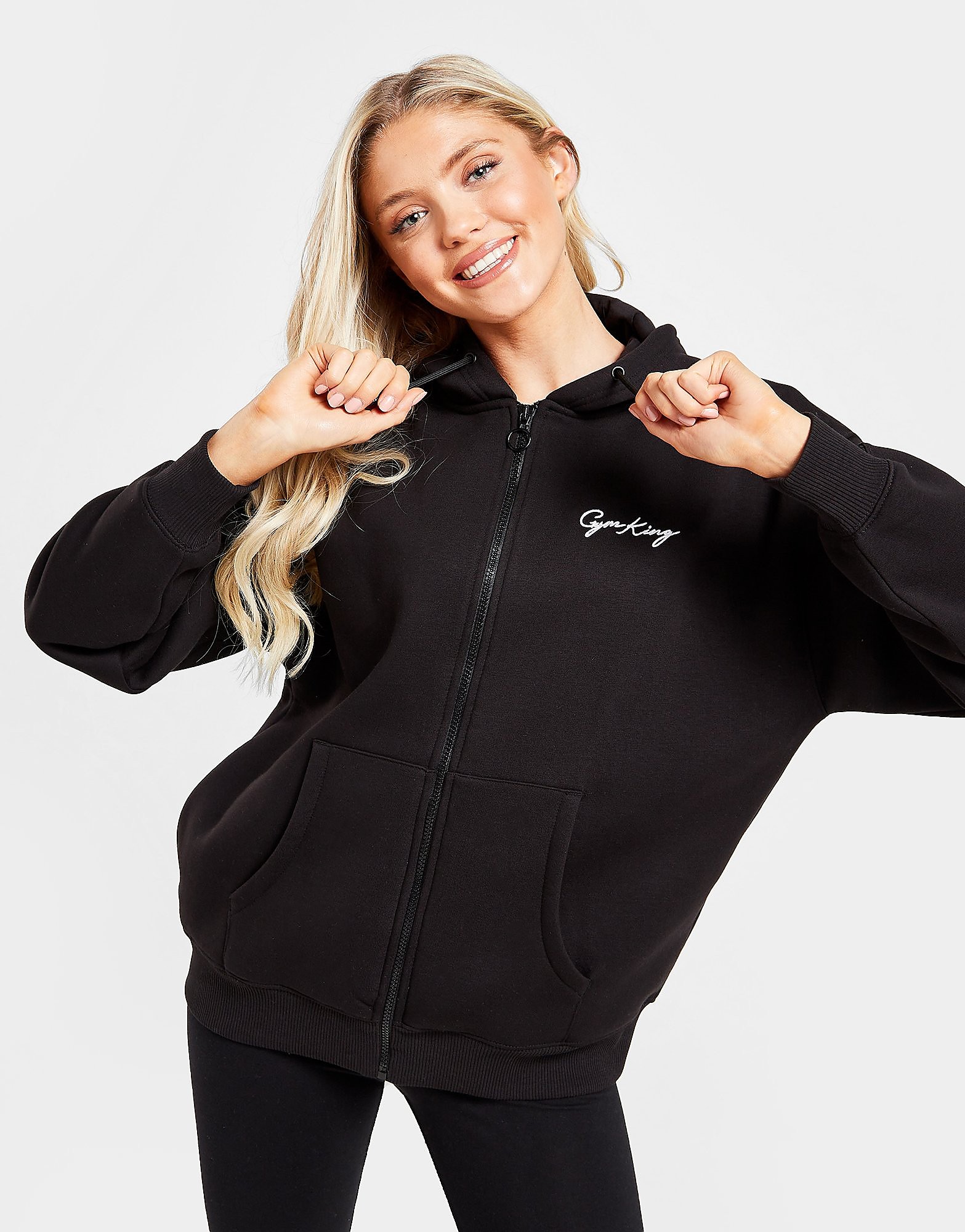

Gym King Script Full Zip Hoodie - Black - Womens, Black
