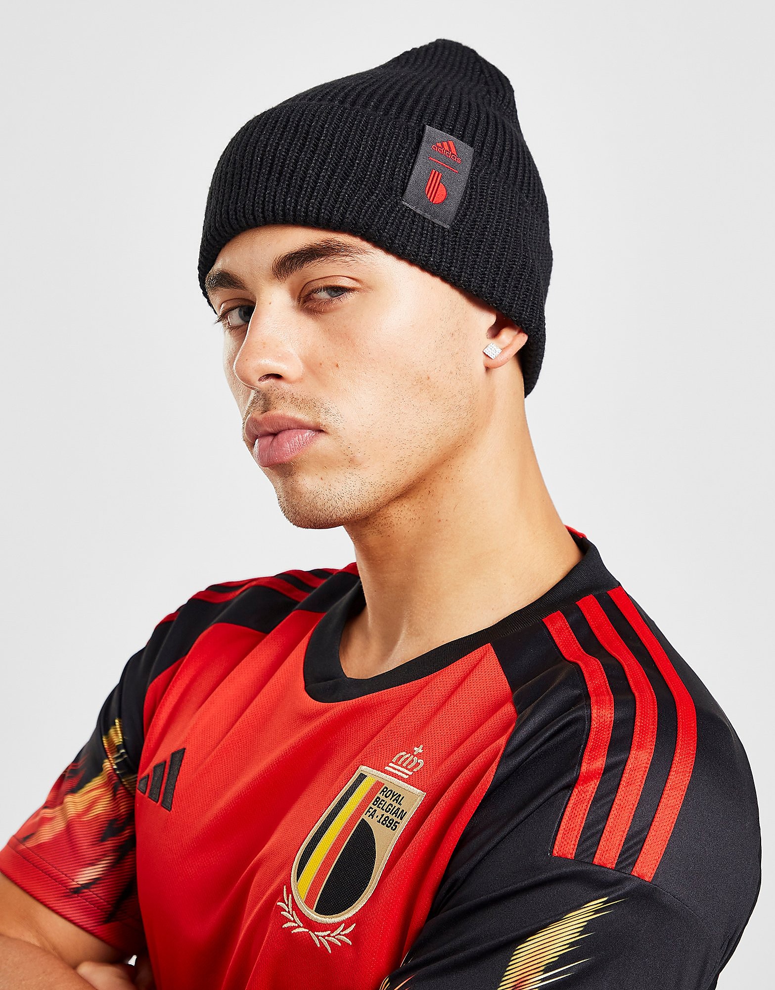 

adidas Belgium Beanie Hat - Black / Red - Womens, Black / Red