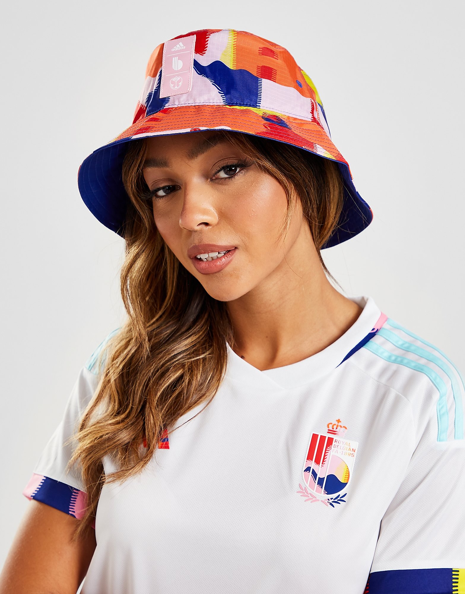 adidas Belgium Bucket Hat - Active Blue / Orange / Team Yellow - Womens, Active Blue / Orange / Team Yellow