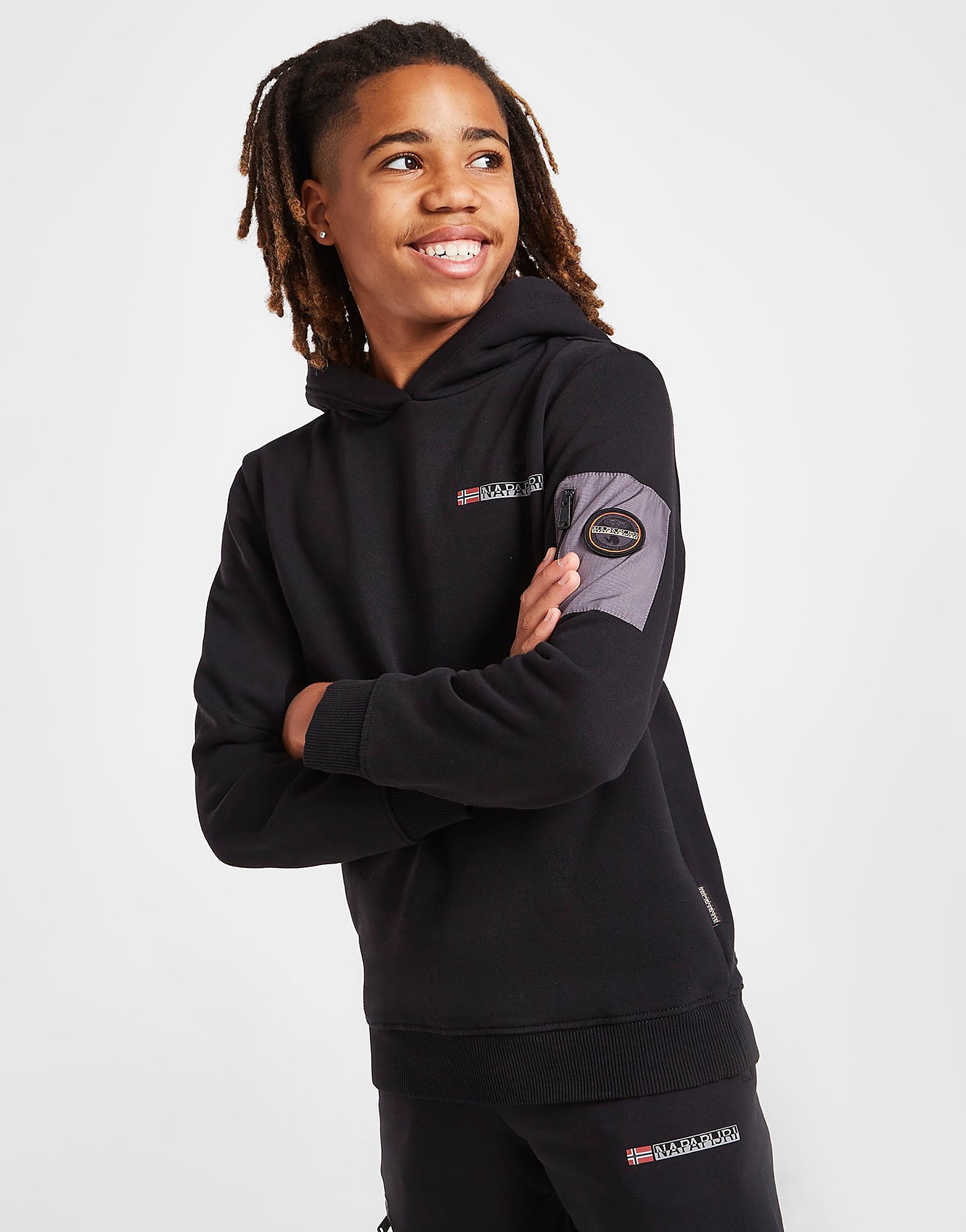 

Napapijri Overhead Woven Pocket Hoodie Junior - Only at JD - Black - Kids, Black