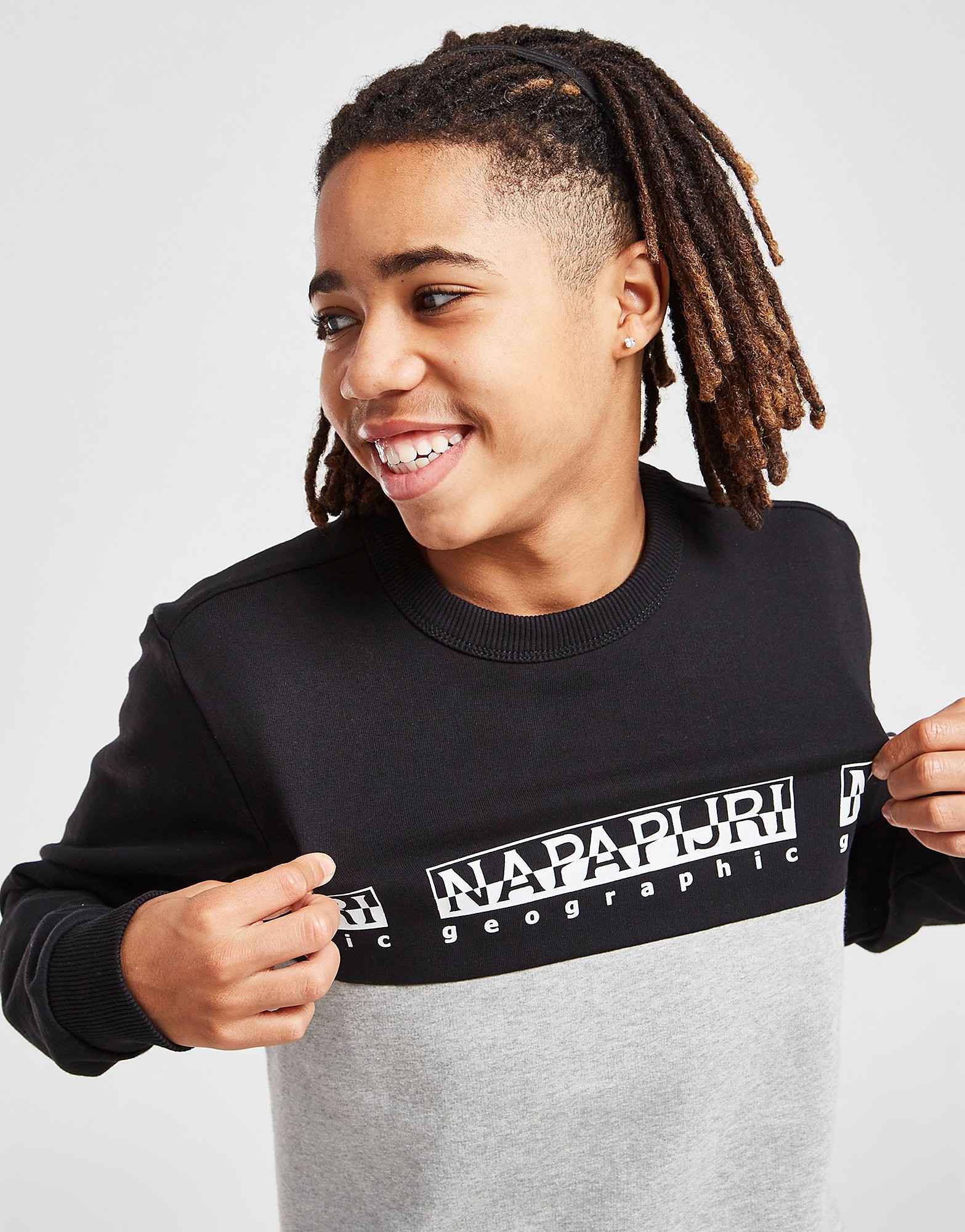 

Napapijri Colour Block Tape Hoodie Junior - Black/Grey - Kids, Black/Grey