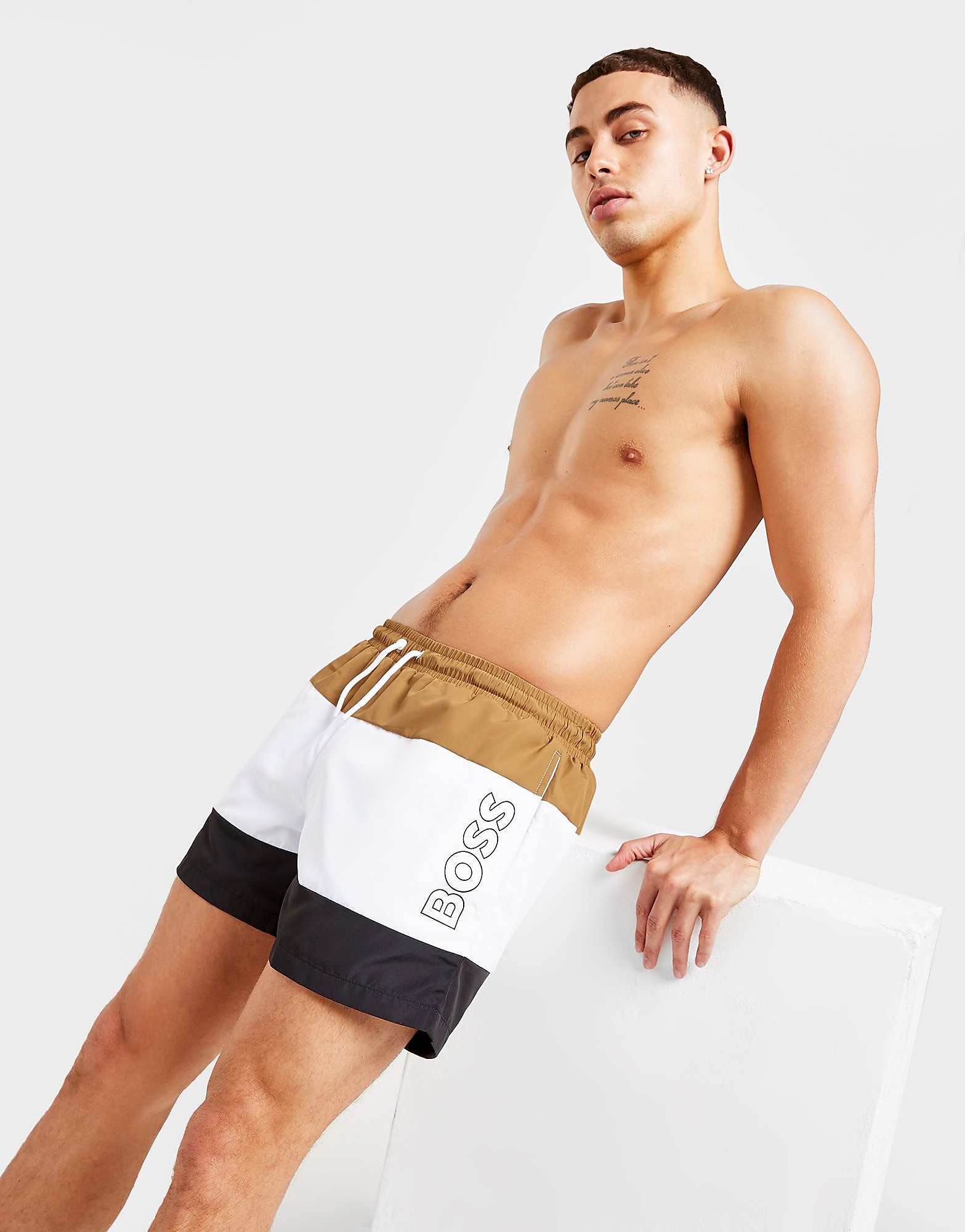 

BOSS Coco Colour Block Swim Shorts - White - Mens, White