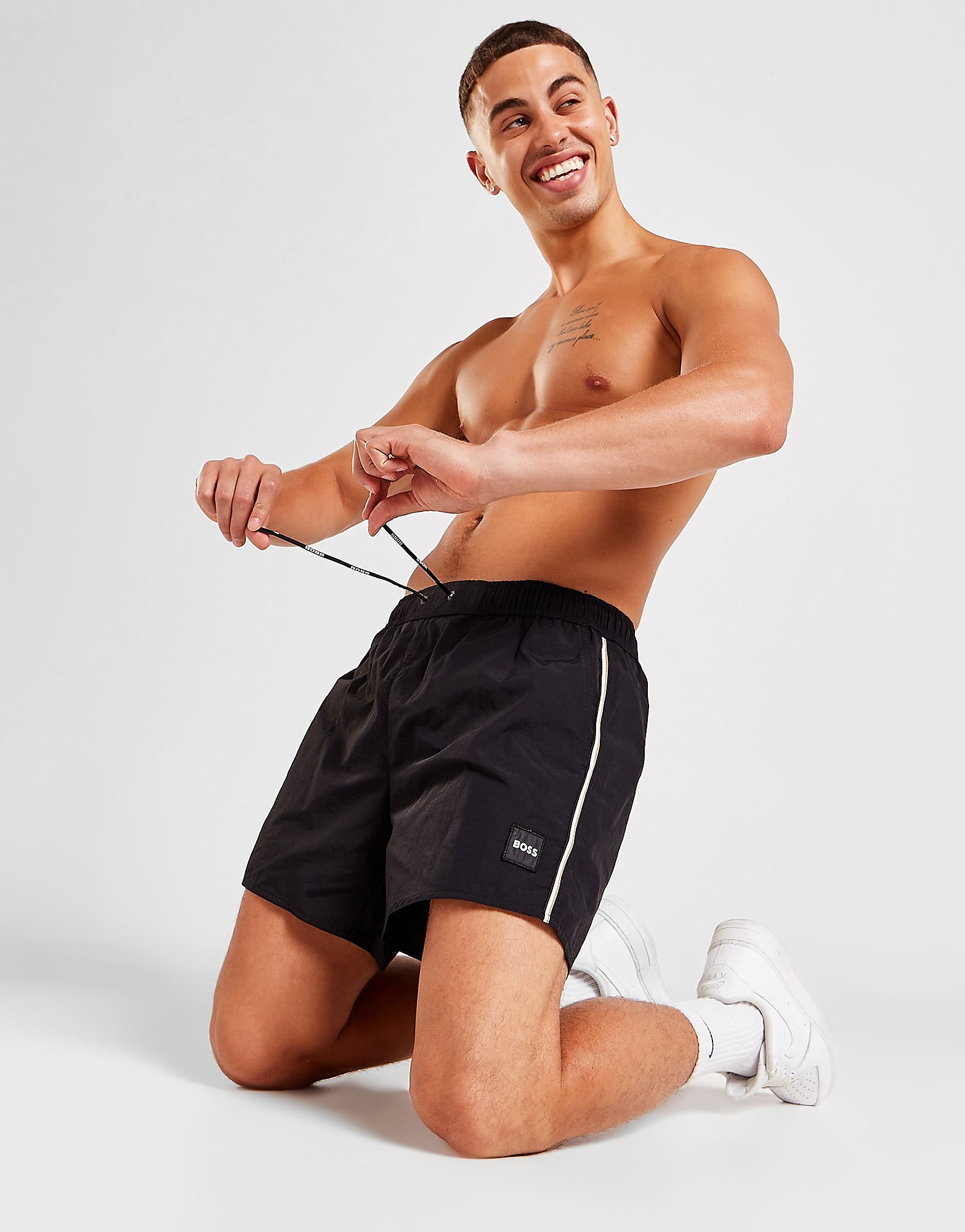 

BOSS Lobster Tape Swim Shorts - Black - Mens, Black