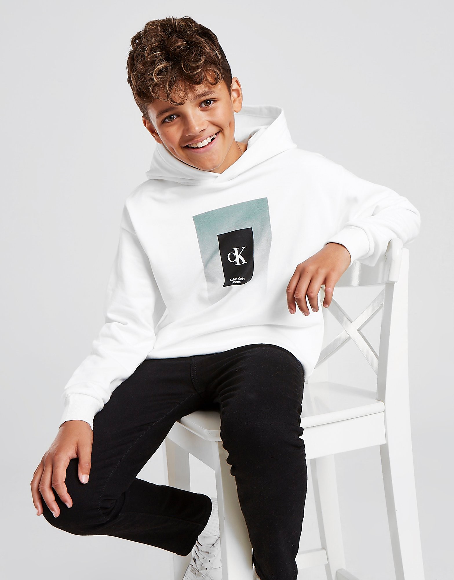 

Calvin Klein Gradient Box Logo Hoodie Junior - White - Kids, White