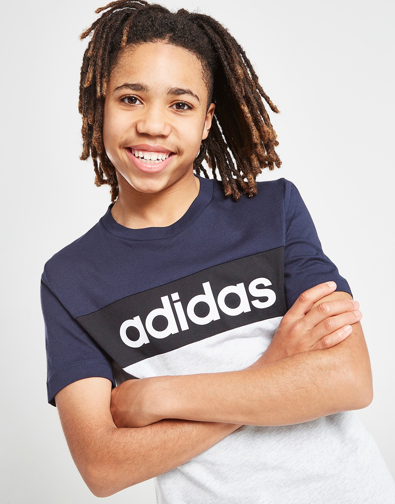 

adidas Central Panel T-Shirt Junior - Only at JD - Navy/Grey - Kids, Navy/Grey