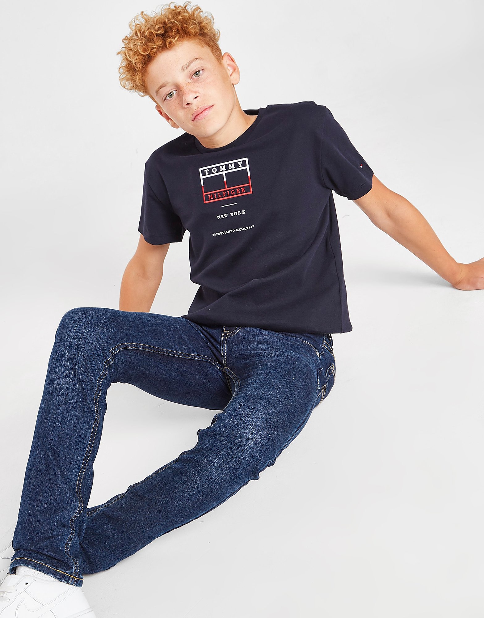 

Tommy Hilfiger Embroidered Flag T-Shirt Junior - Blue - Kids, Blue