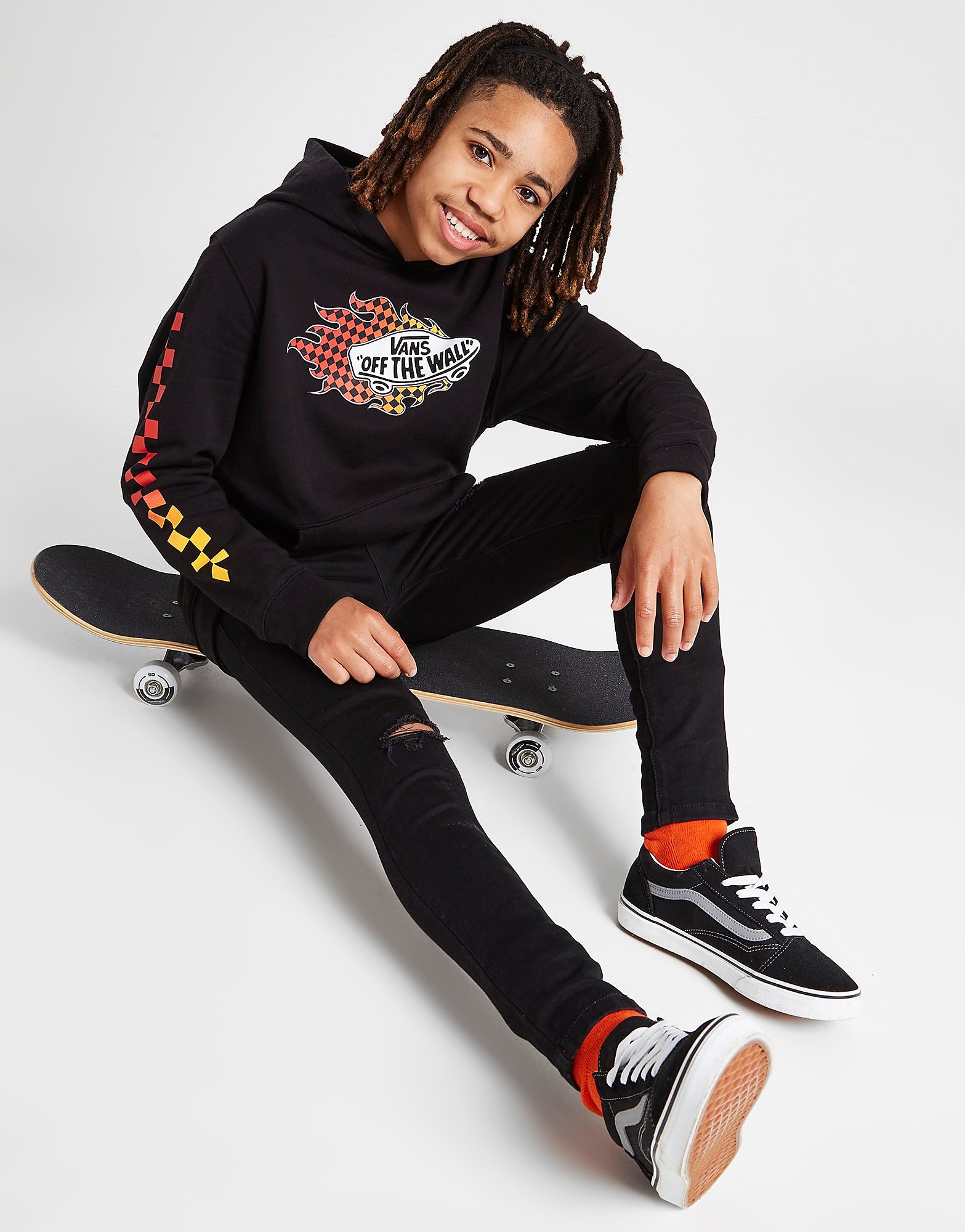 Vans Flame Overhead Hoodie Junior - Black - Kids, Black