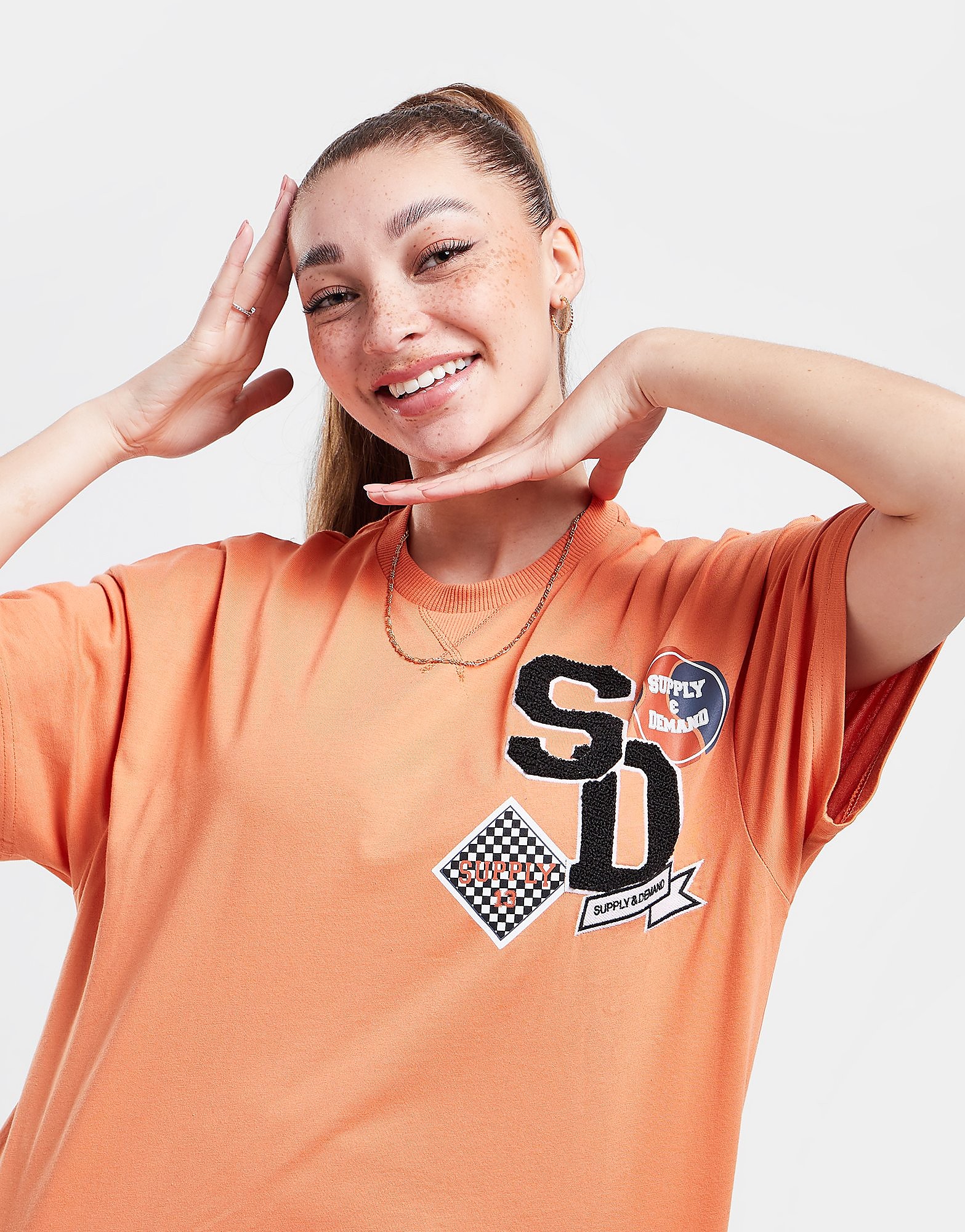 

Supply & Demand Badge Boyfriend T-Shirt - Only at JD - Orange - Womens, Orange