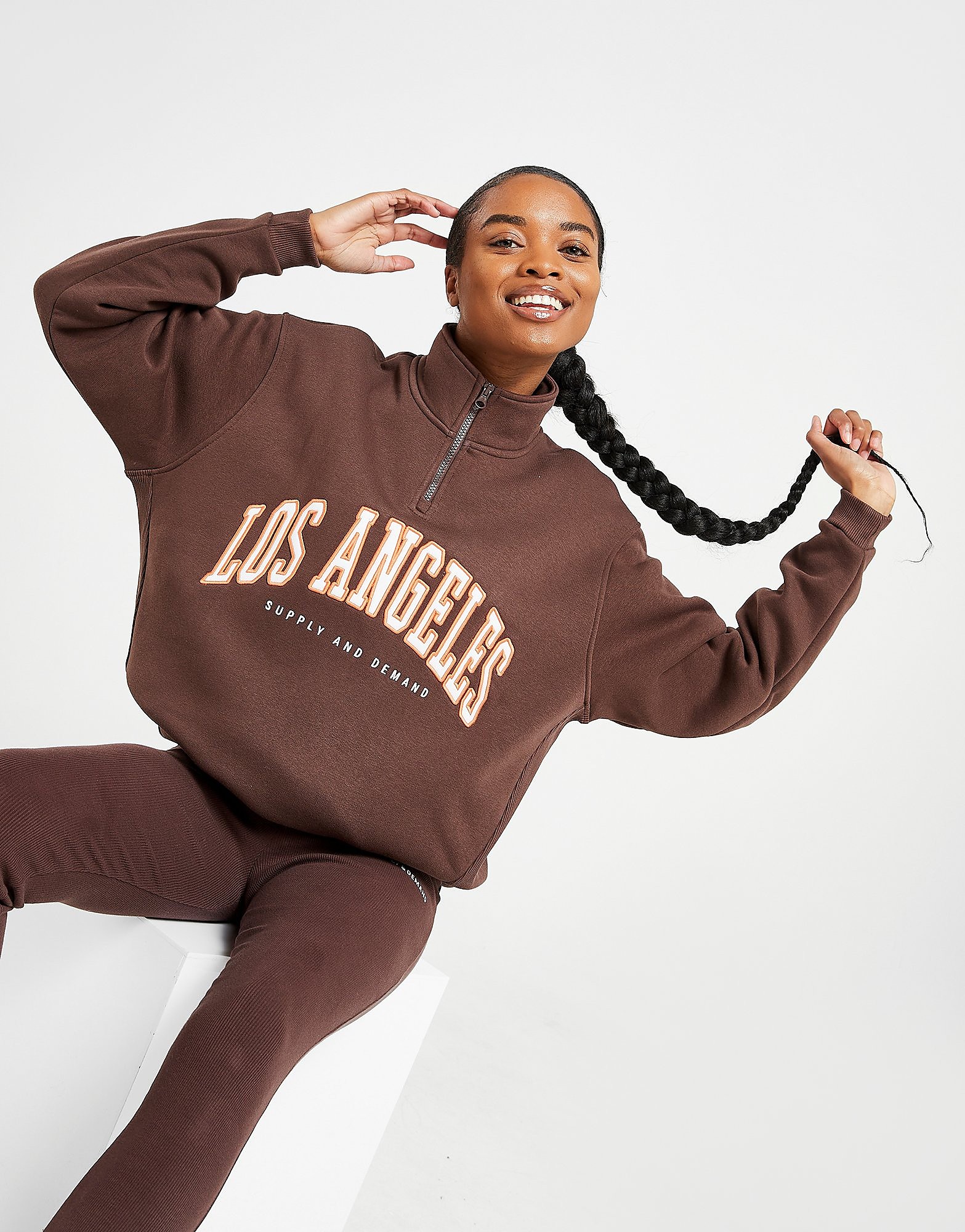 

Supply & Demand Varsity 1/4 Zip Crop Sweatshirt - Only at JD - Brown - Womens, Brown