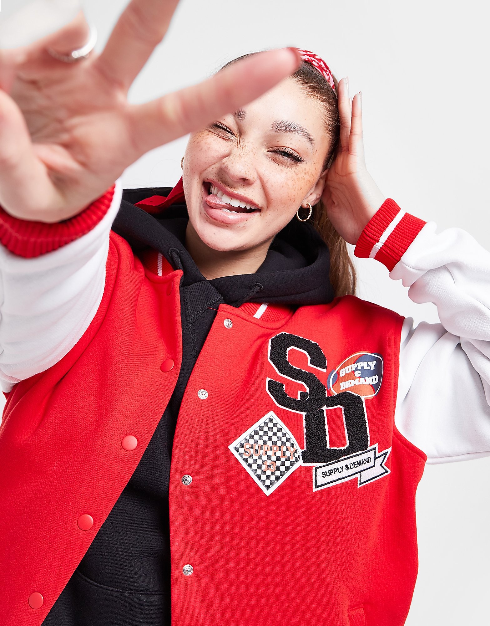 

Supply & Demand Varsity Oversized Jacket - Only at JD - Red - Womens, Red